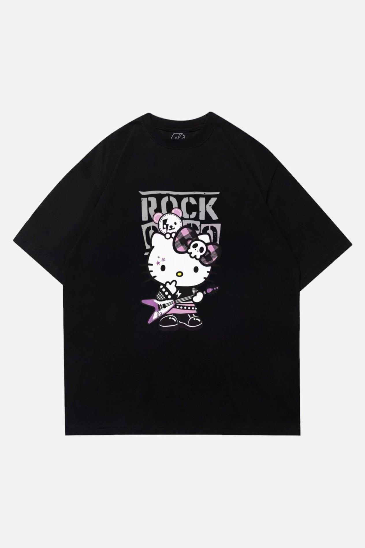Siyah Unisex Hello Kitty Rock T-Shirt
