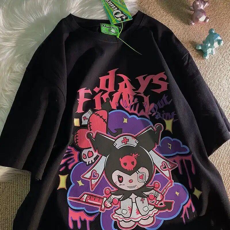 Siyah Unisex Hemşire Kuromi T-Shirt