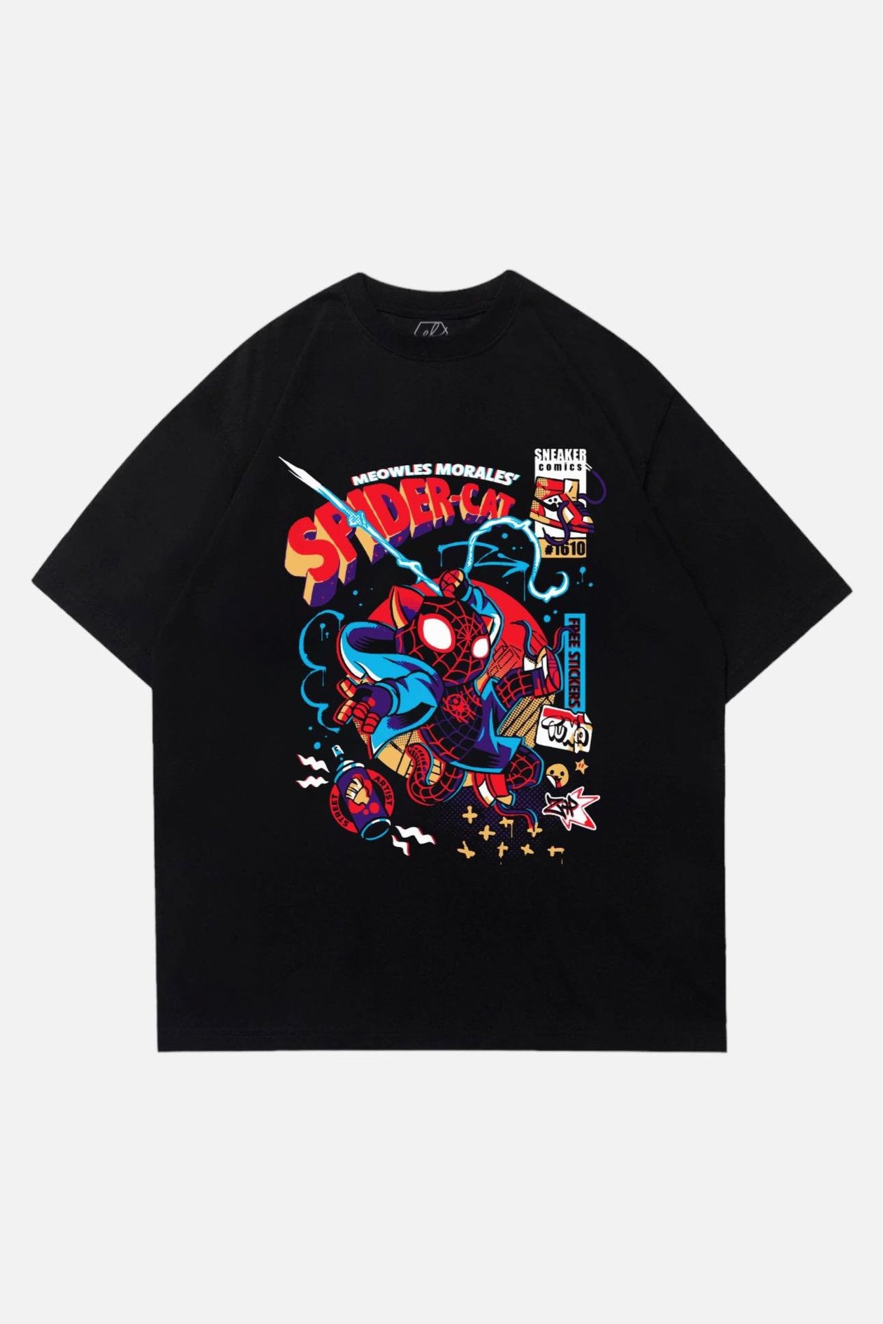 Siyah Unisex Spidercat T-Shirt