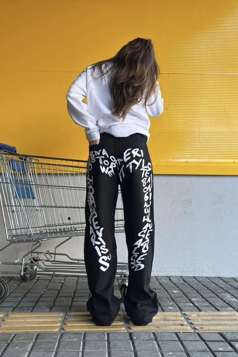 Siyah Y2K Newatyle Heart Jeans