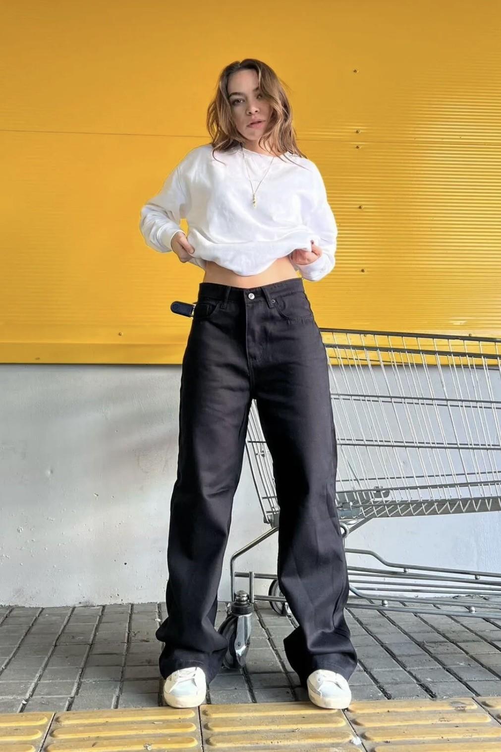 Siyah Y2K Newatyle Heart Jeans