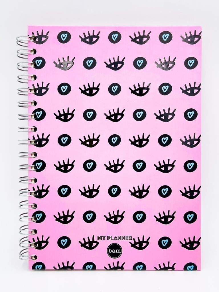 Telli Planlayıcı Defter Ajanda - Pembe Nazar Göz