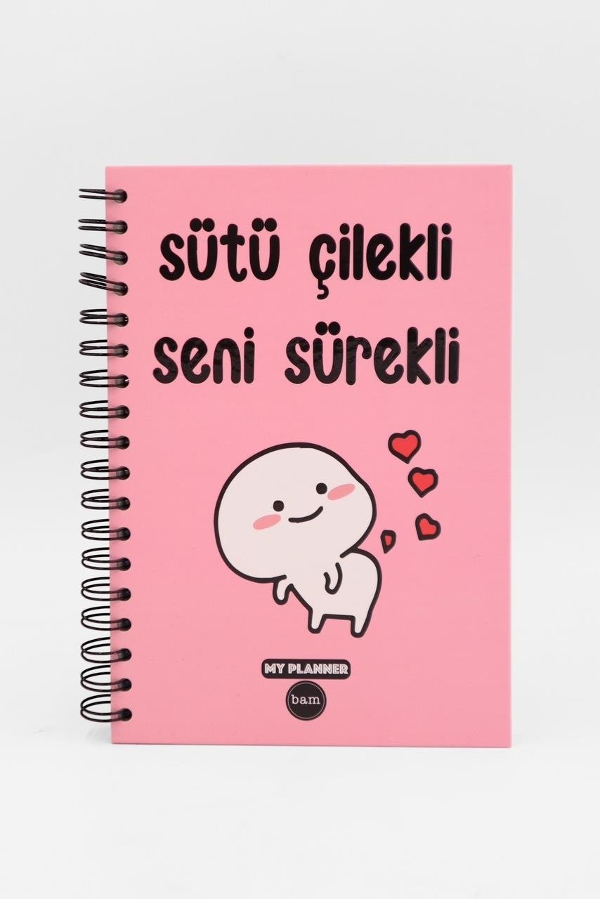 Telli Planlayıcı Defter Ajanda - Sütü Çilekli Seni Sürekli 