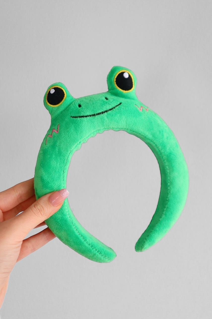 Yeşil Gzöleri Fırlamış Sevimli Frog SaçTaç 