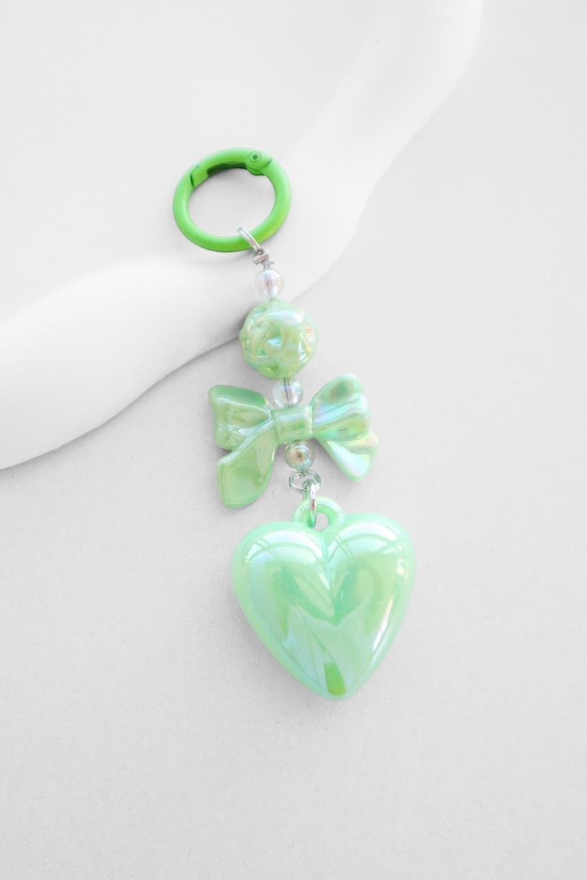Yeşil Heart Bow Çanta Charm Anahtarlık 