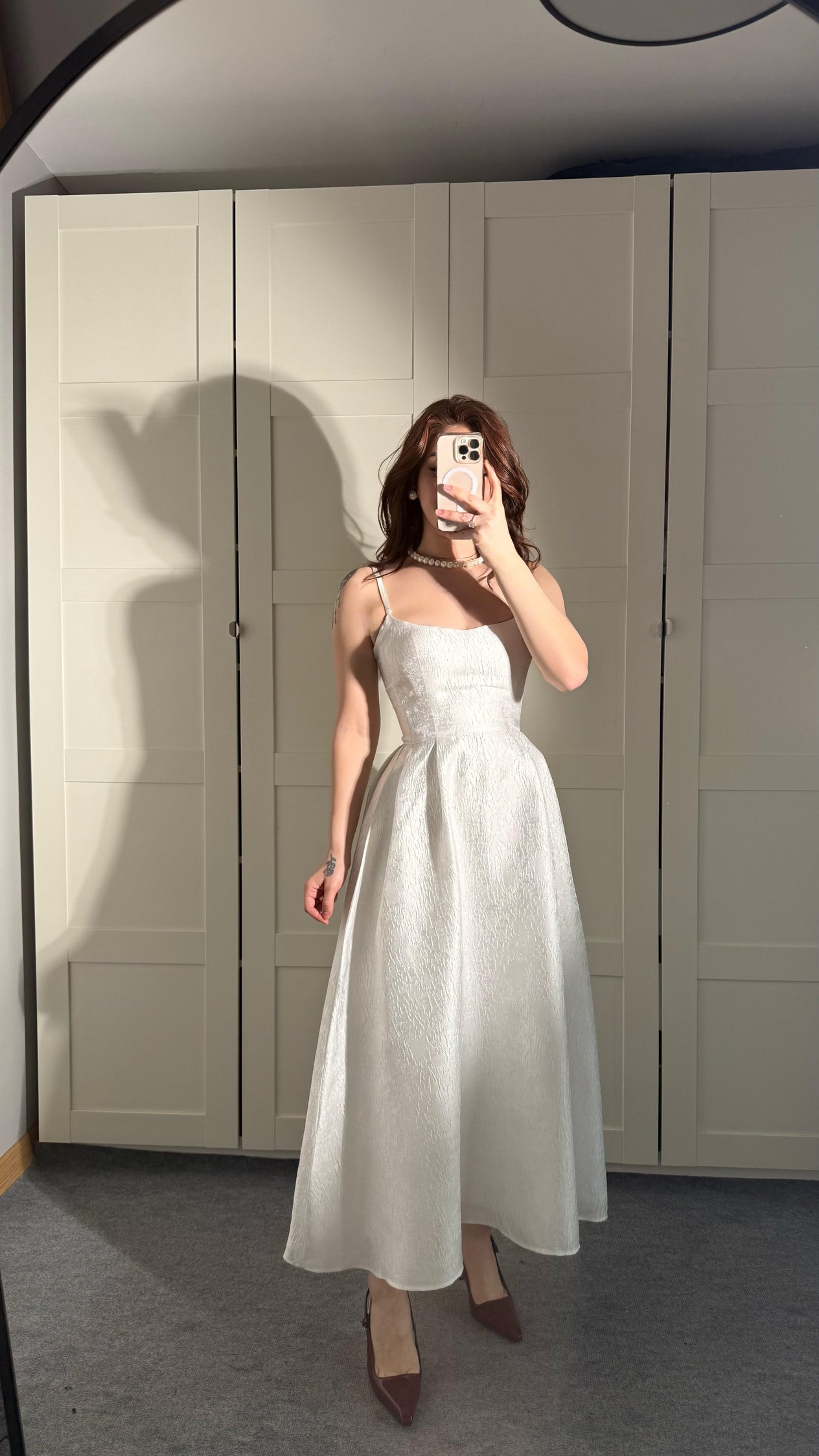 Alexandra Askılı Elbise Beyaz