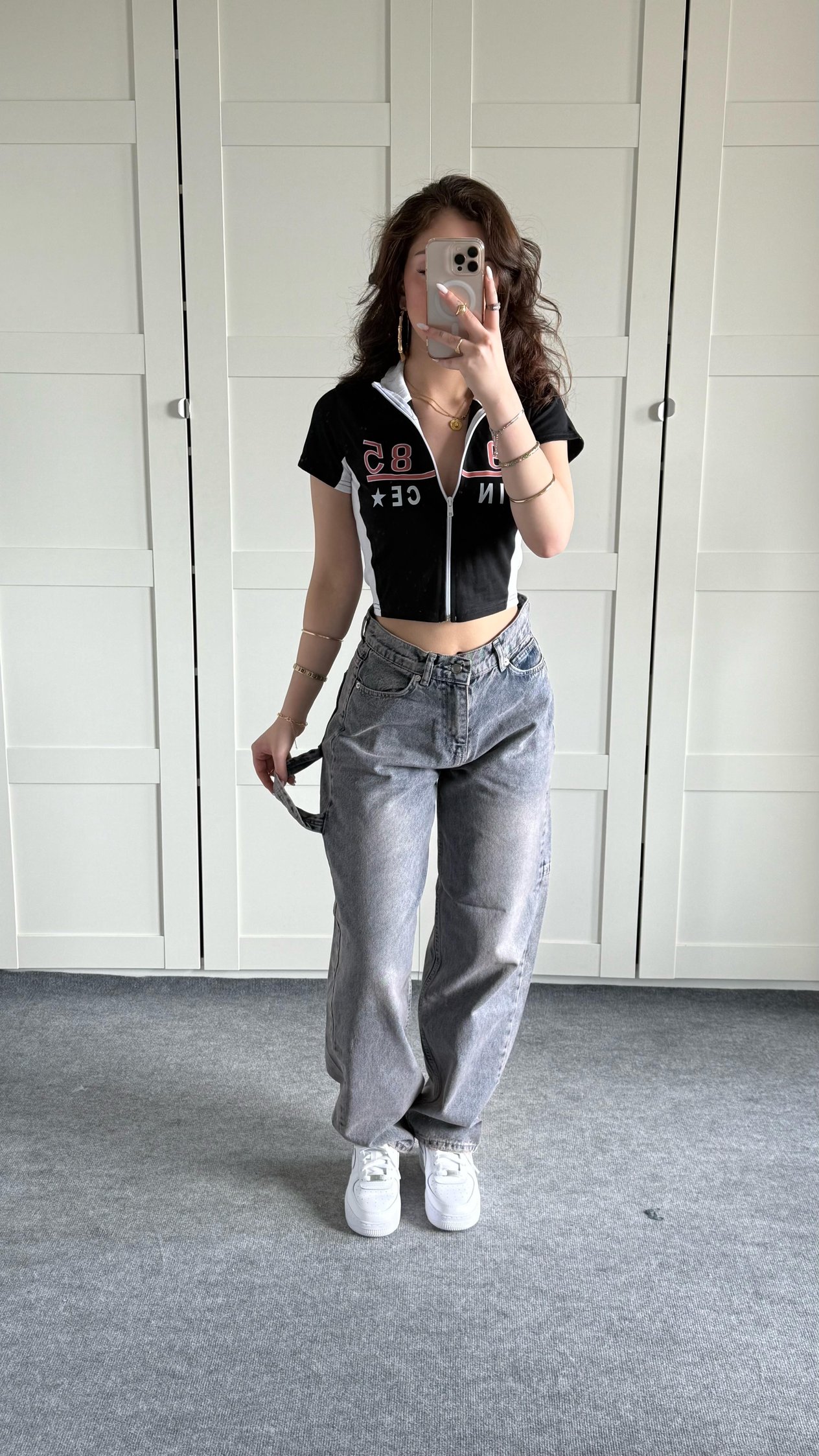 Barrel Bol Kesim Baggy Jean Açık Gri