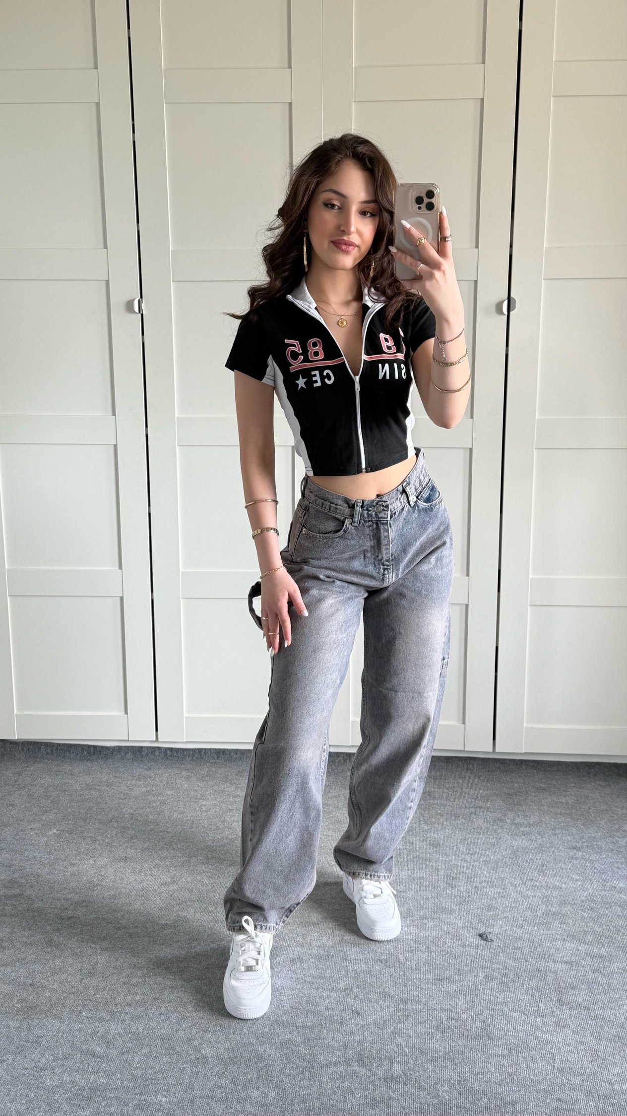Barrel Bol Kesim Baggy Jean Açık Gri