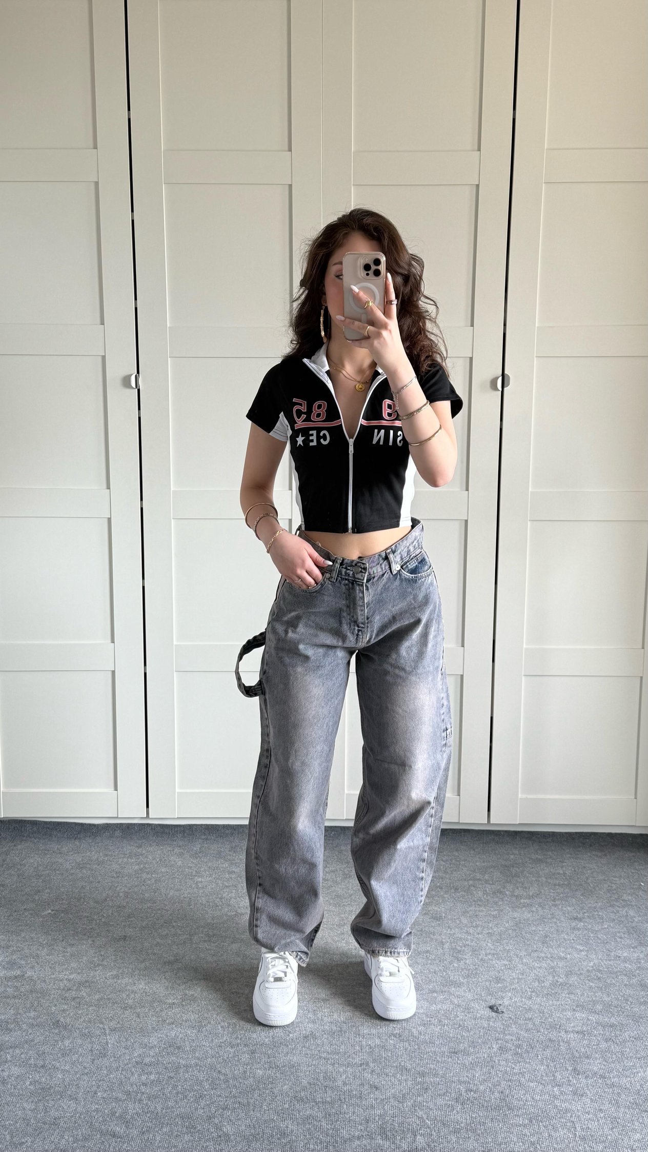 Barrel Bol Kesim Baggy Jean Açık Gri