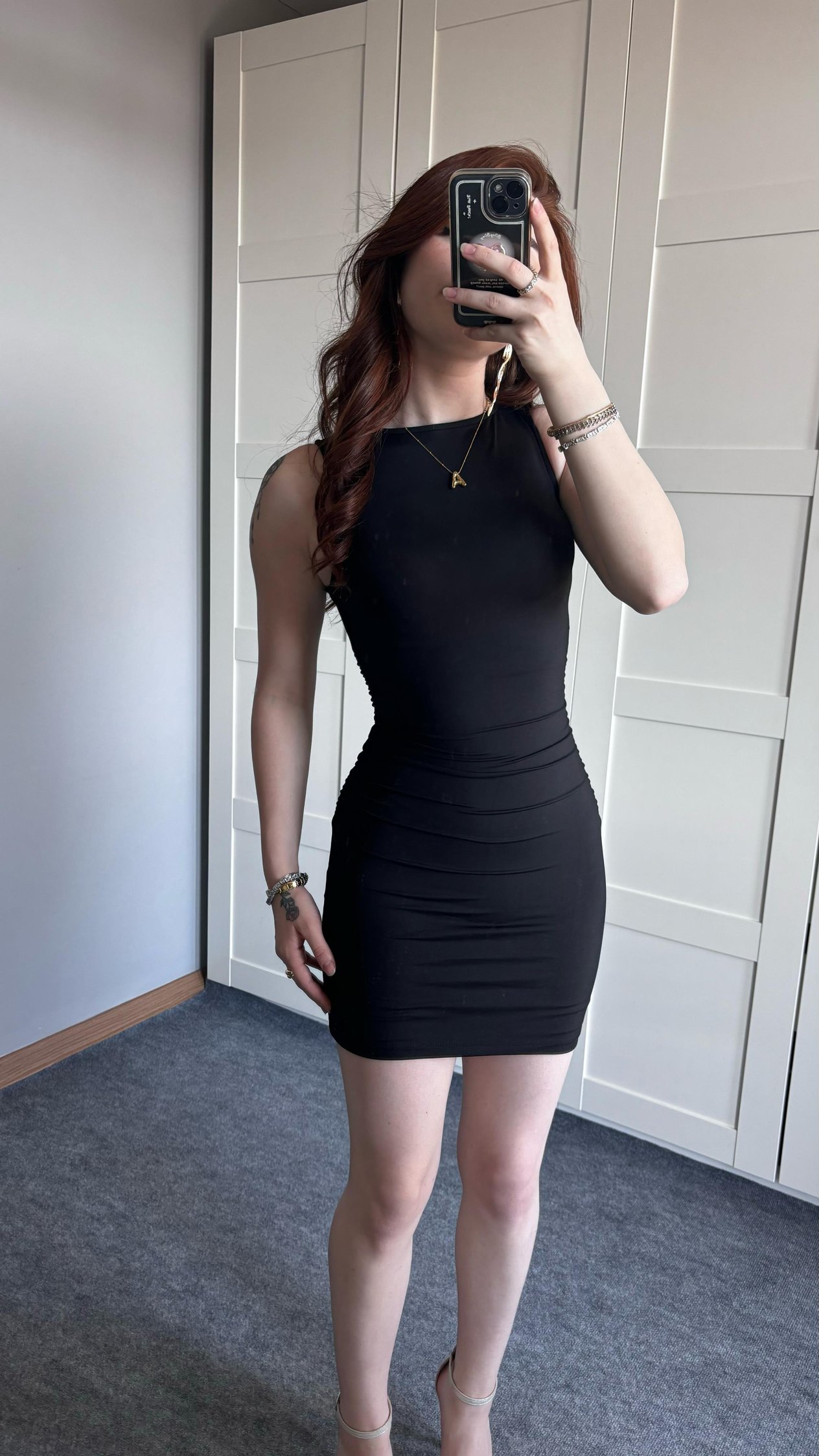 Bershka Drapeli Mini Siyah Elbise