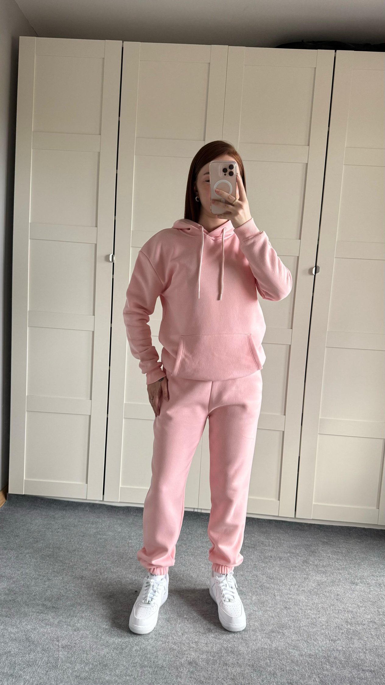 Casual Kapüşonlu Eşofman Takımı Pembe