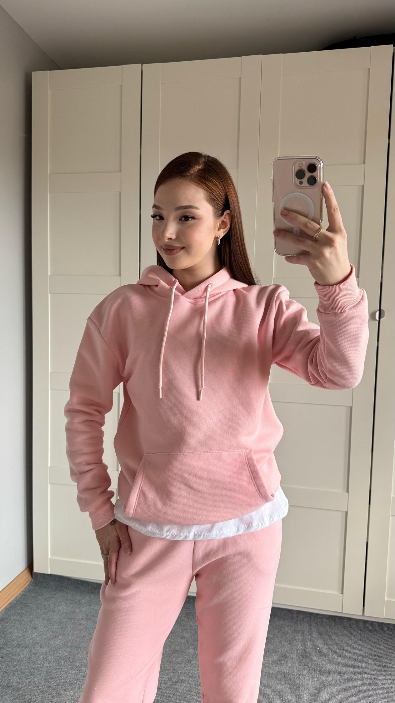 Casual Kapüşonlu Eşofman Takımı Pembe
