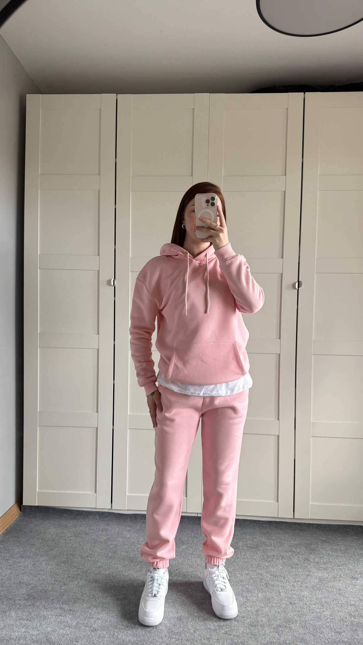 Casual Kapüşonlu Eşofman Takımı Pembe