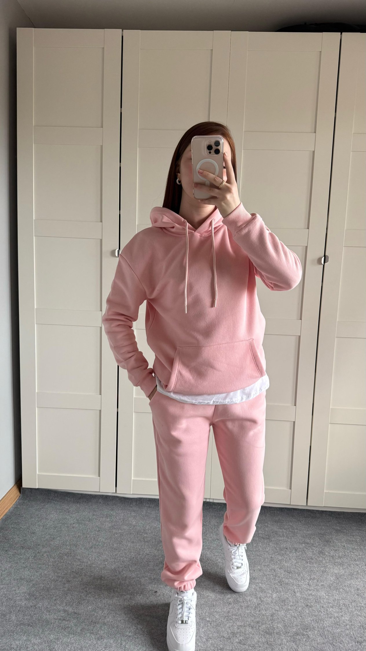 Casual Kapüşonlu Eşofman Takımı Pembe