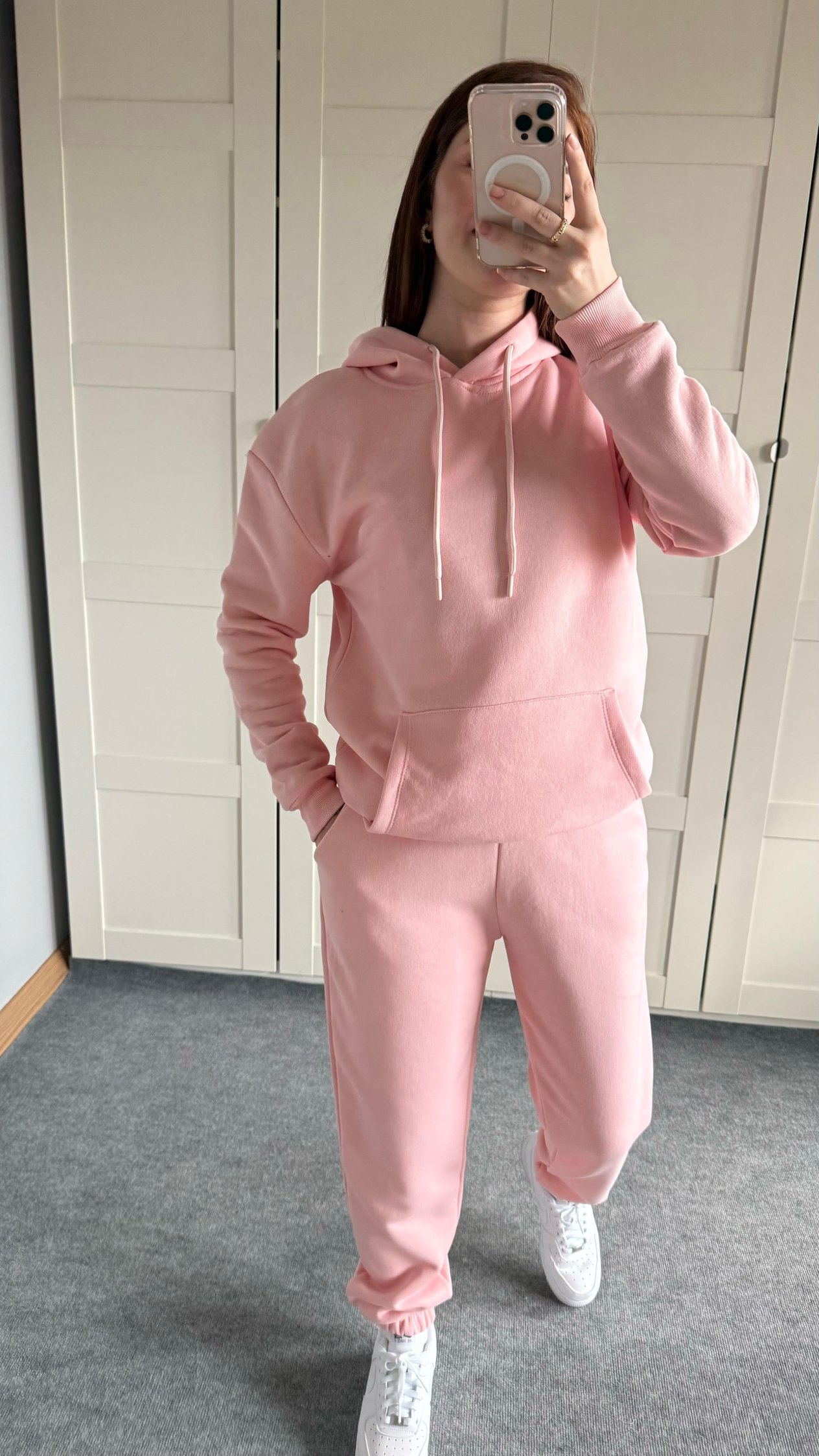 Casual Kapüşonlu Eşofman Takımı Pembe
