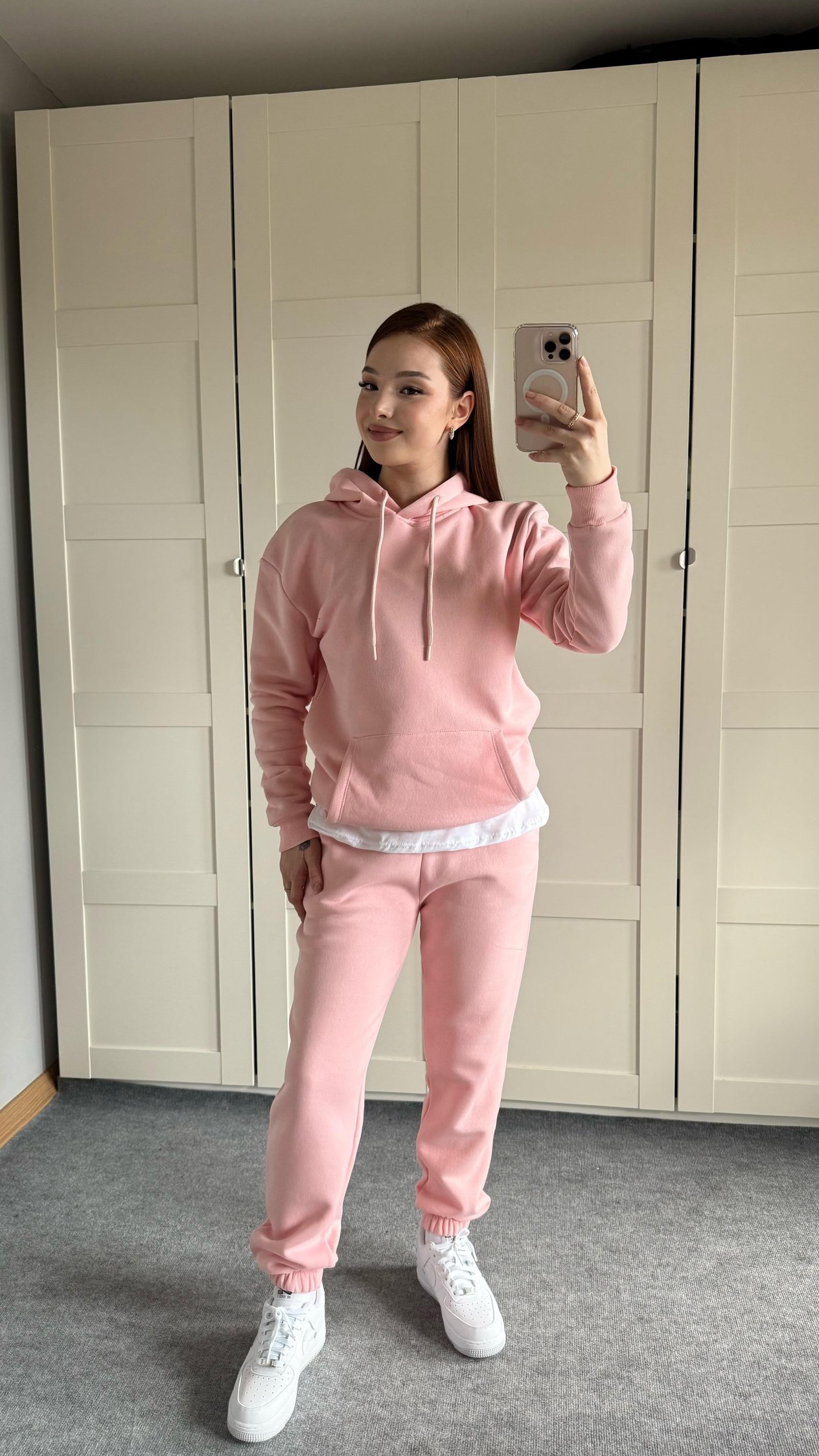 Casual Kapüşonlu Eşofman Takımı Pembe