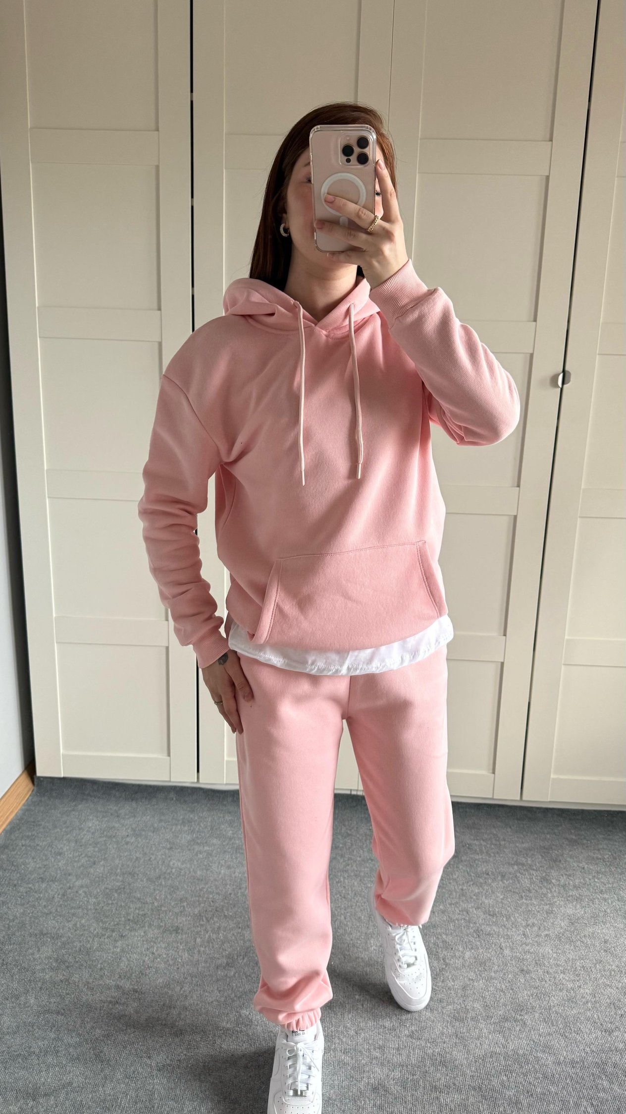 Casual Kapüşonlu Eşofman Takımı Pembe