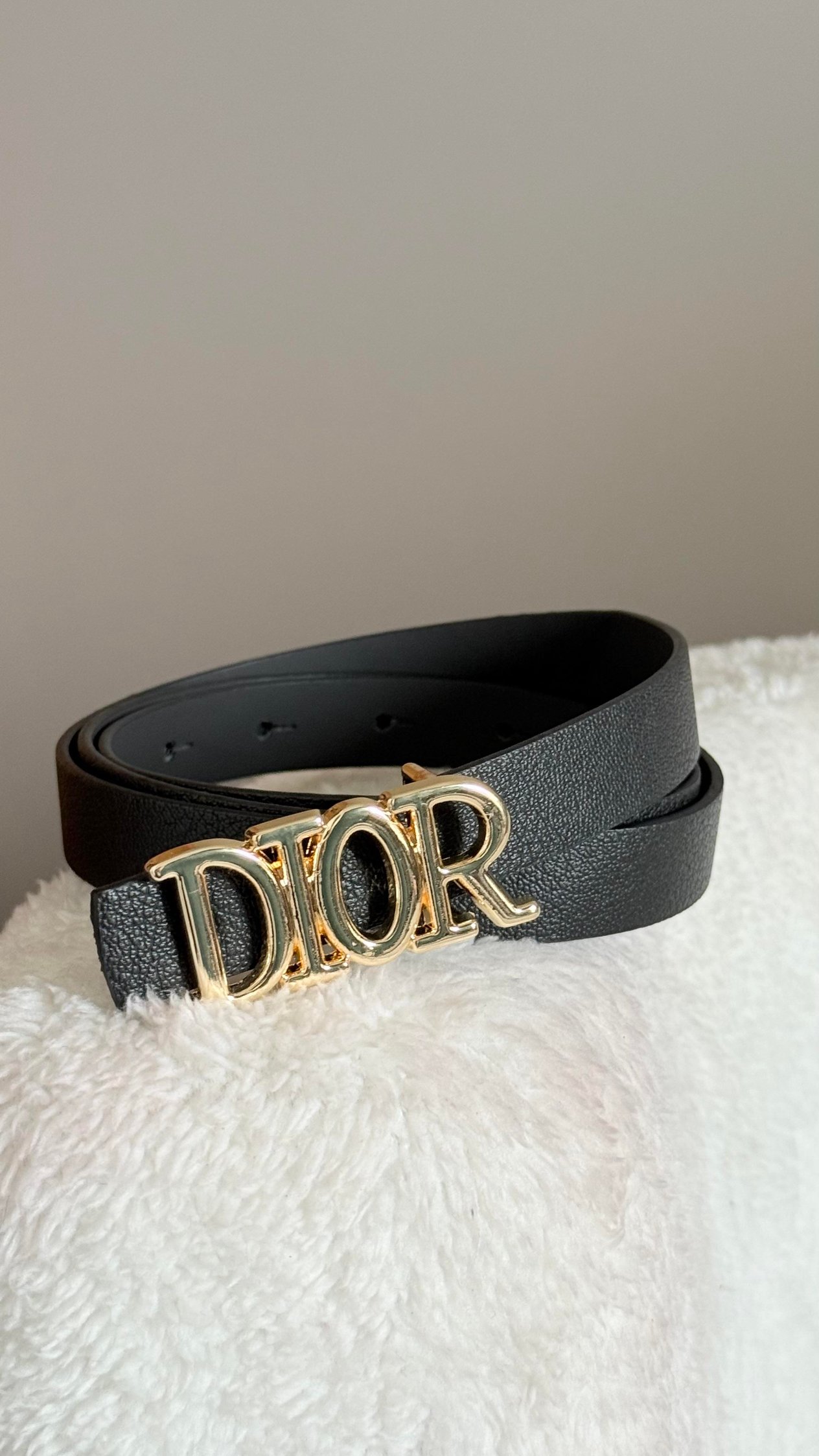 Dior İnce Deri Kemer Siyah