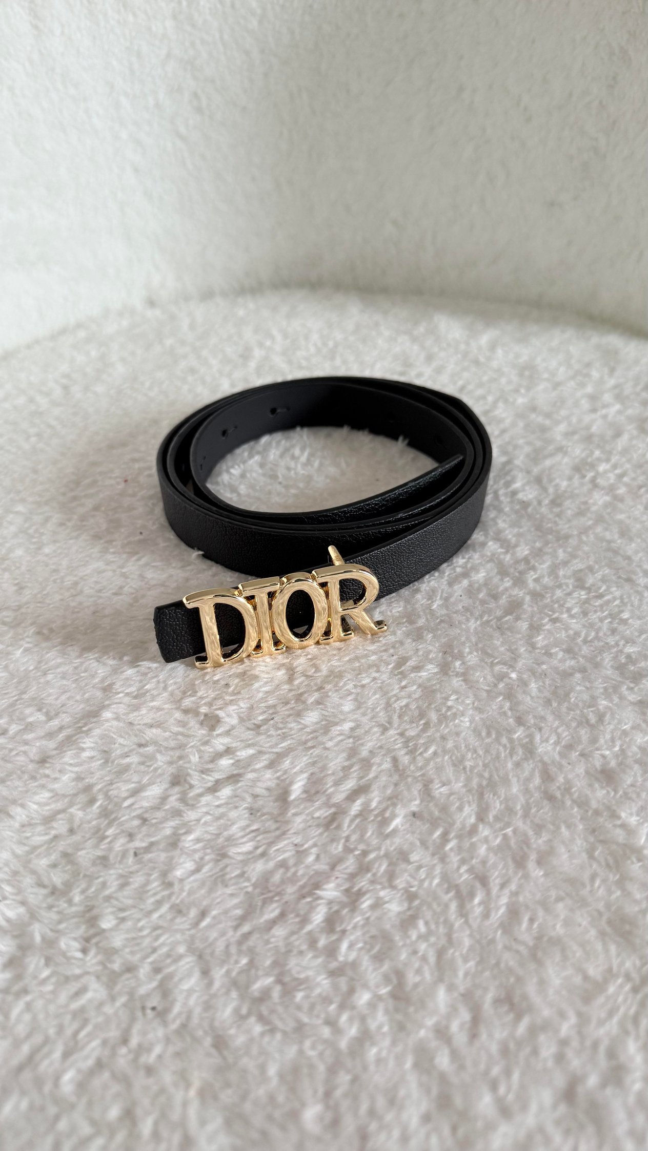 Dior İnce Deri Kemer Siyah