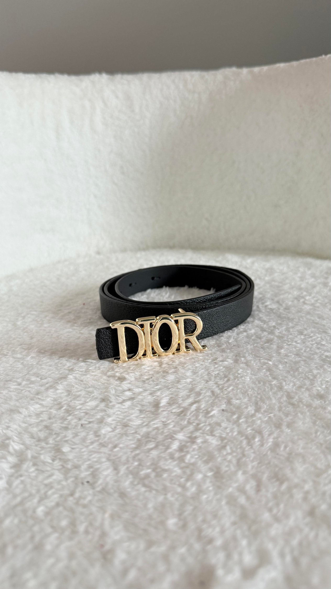 Dior İnce Deri Kemer Siyah