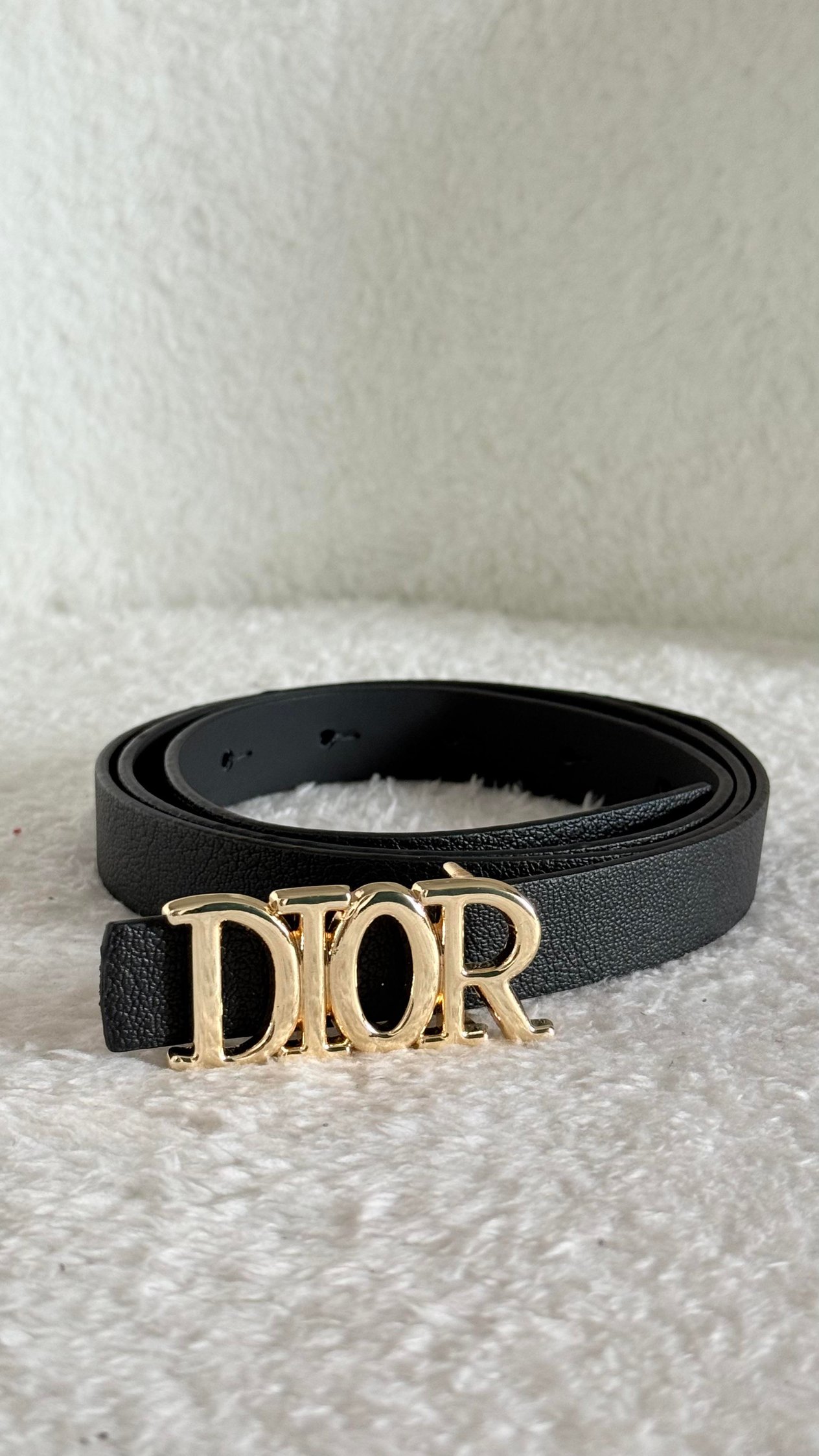 Dior İnce Deri Kemer Siyah
