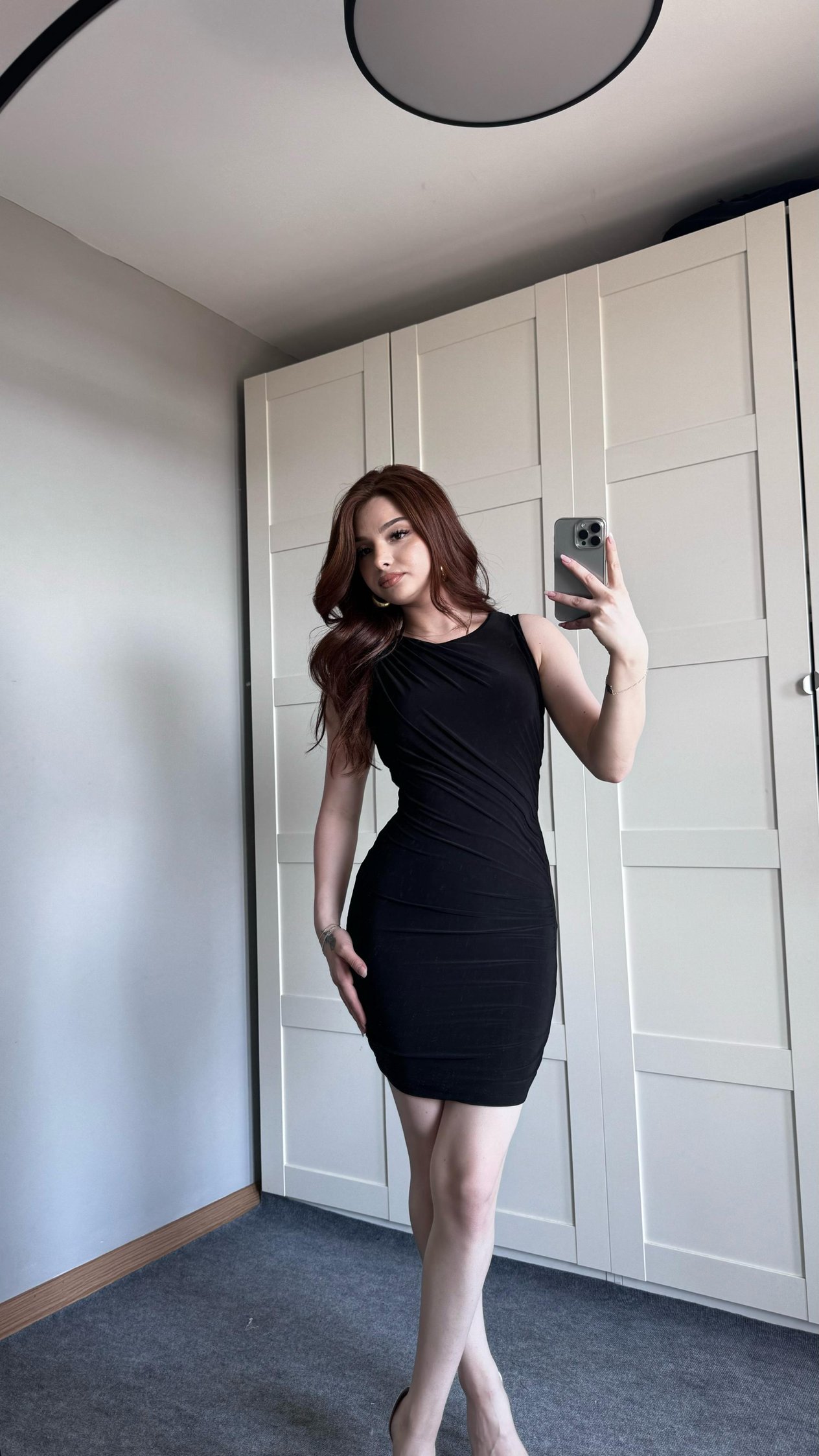 Drapeli Sıfır Kol Mini Siyah Elbise