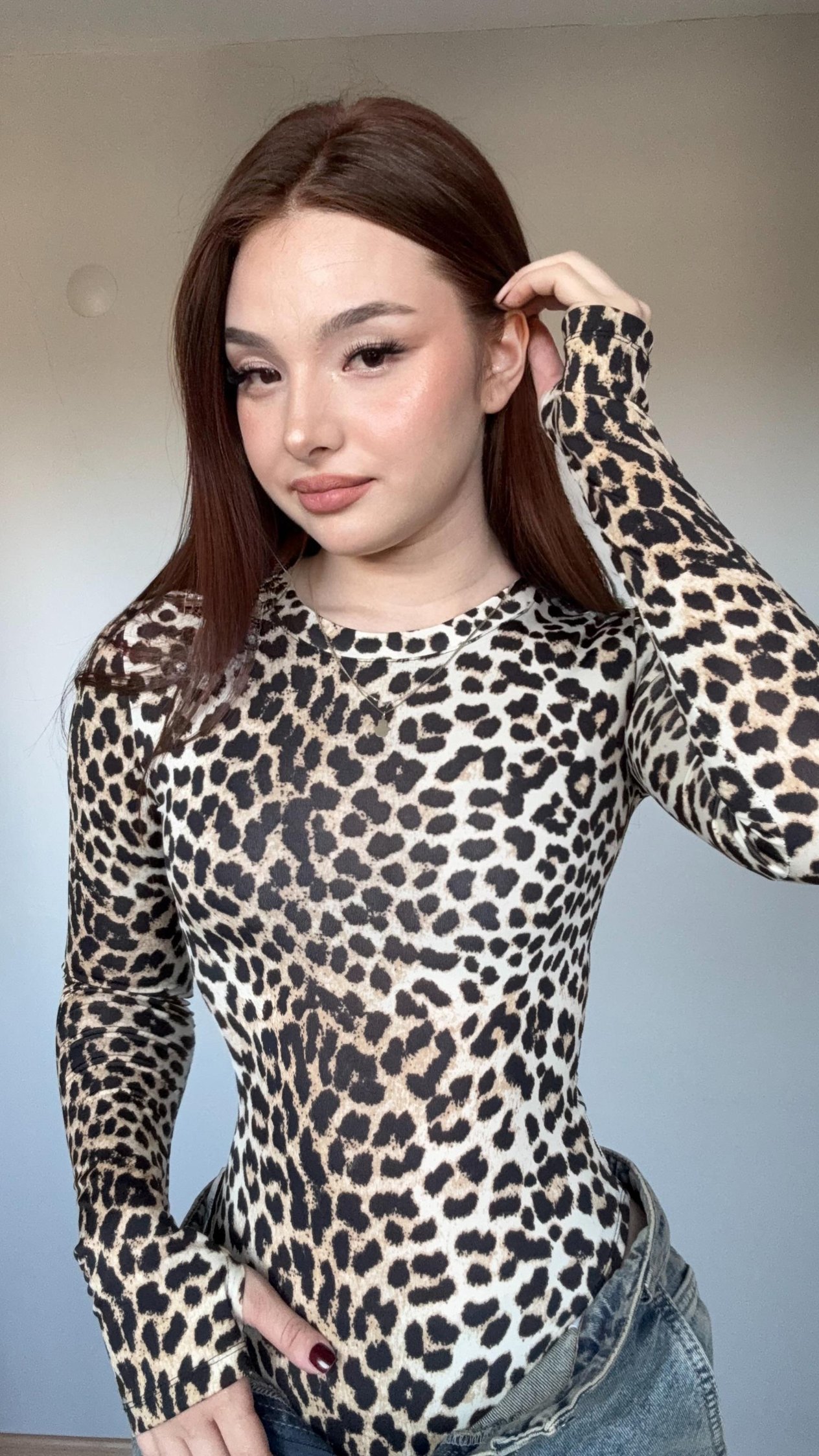 El Detaylı Çıtçıtlı Bodysuit Leopar