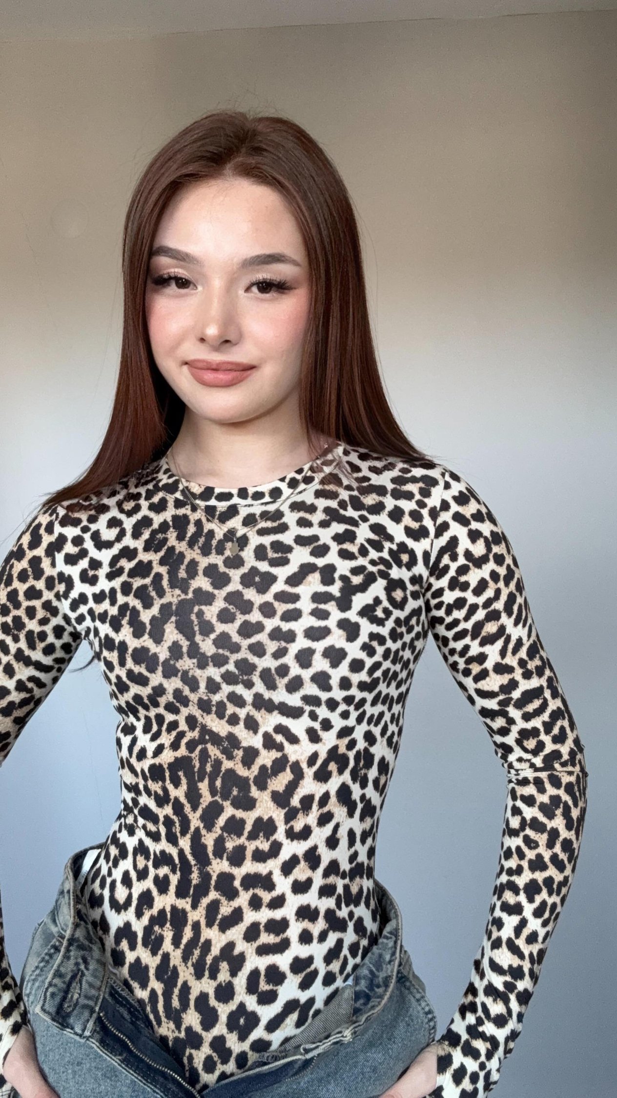 El Detaylı Çıtçıtlı Bodysuit Leopar