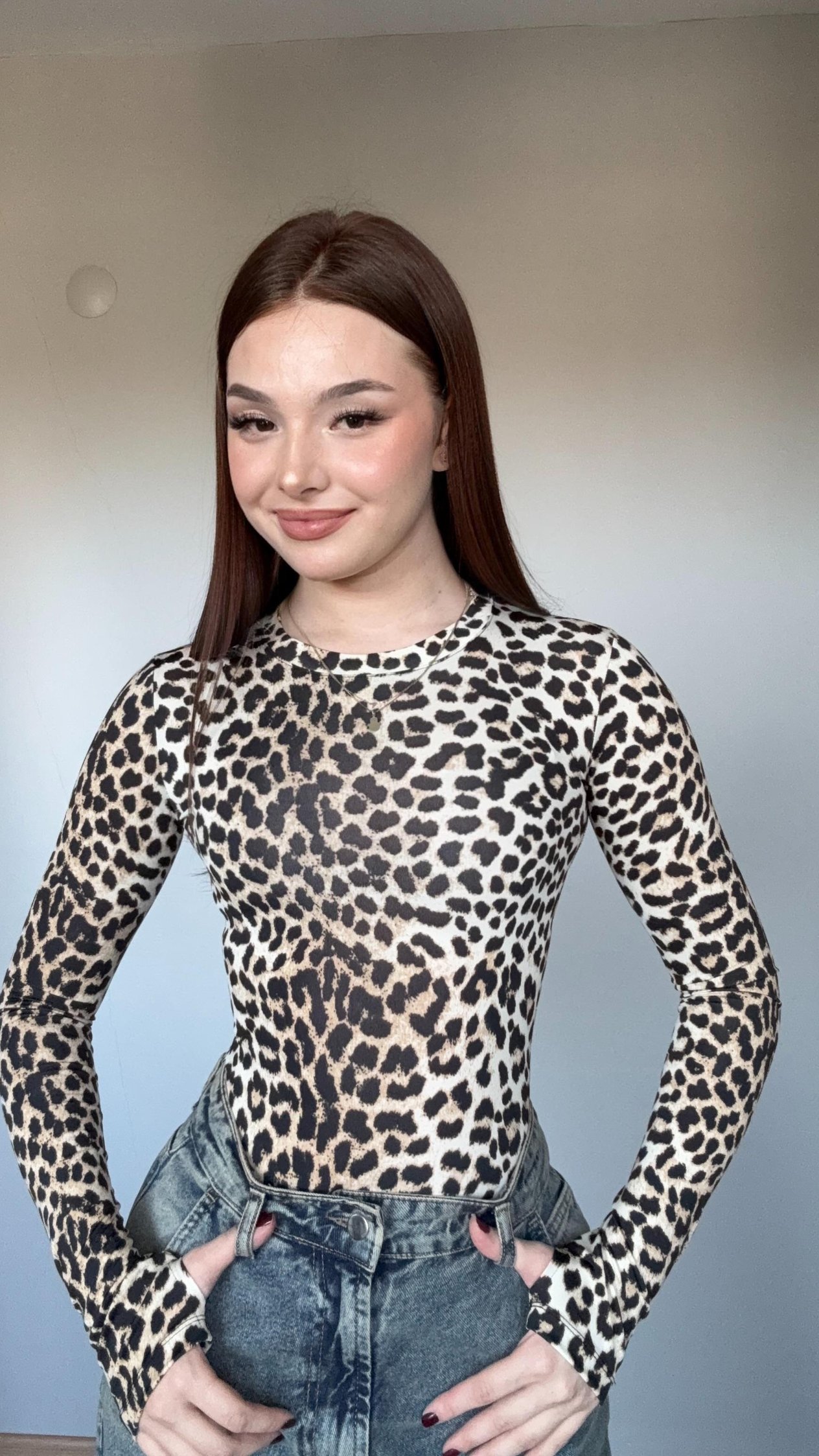 El Detaylı Çıtçıtlı Bodysuit Leopar