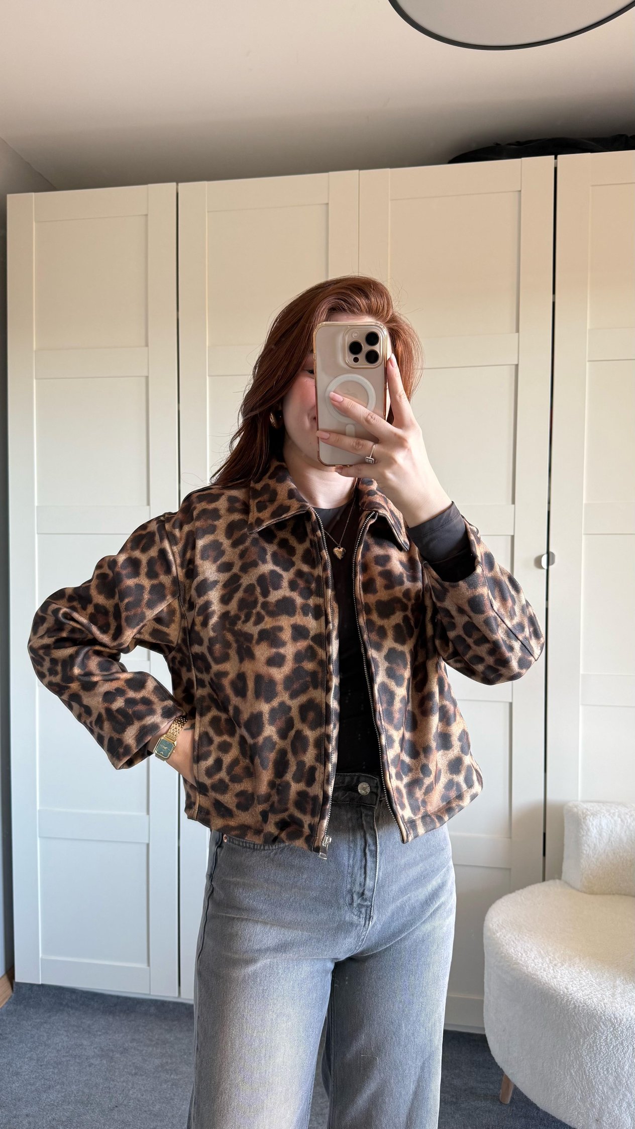Kaşe Reguler Ceket Leopar