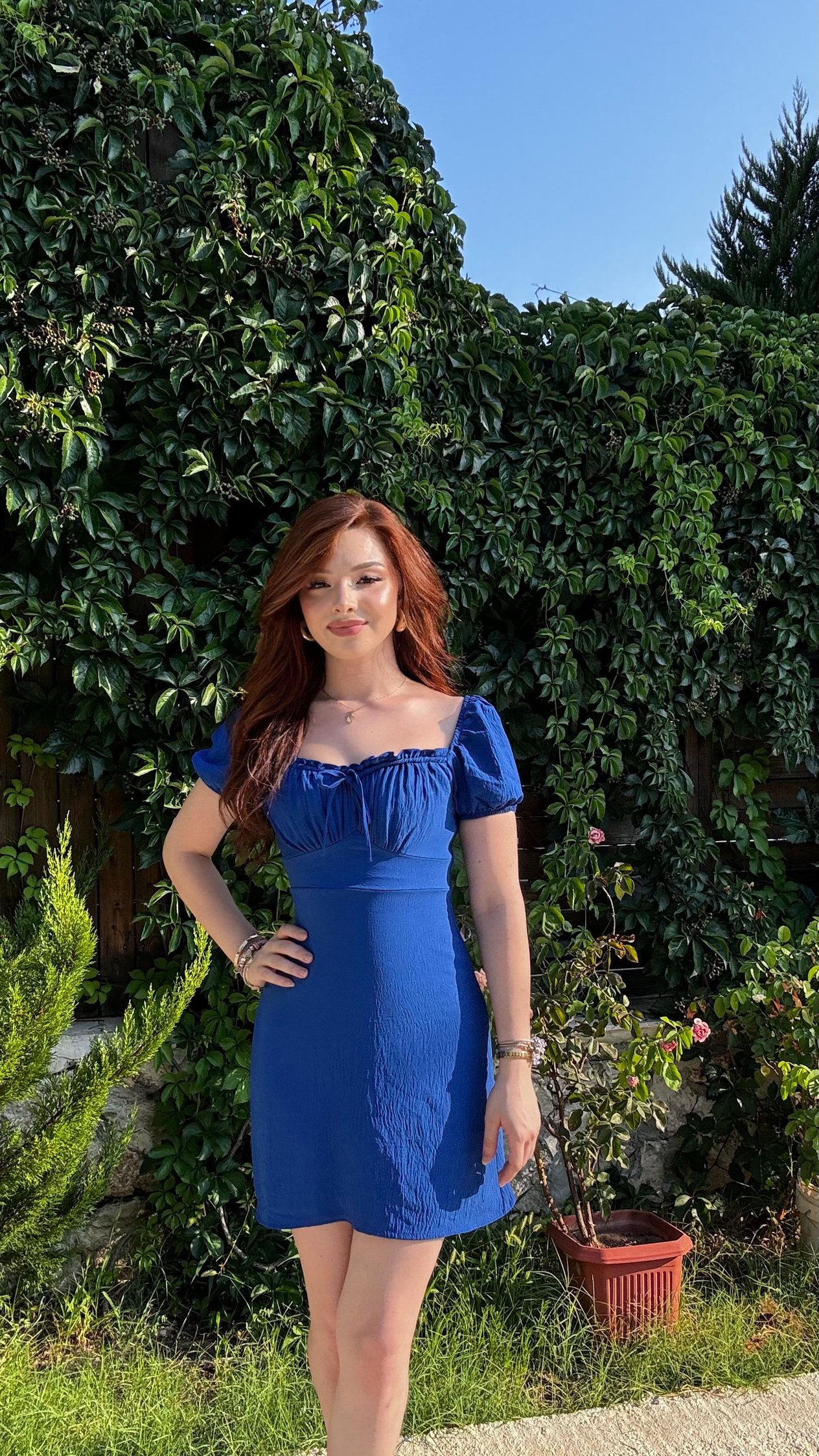Maria Mini Elbise Saks Mavisi