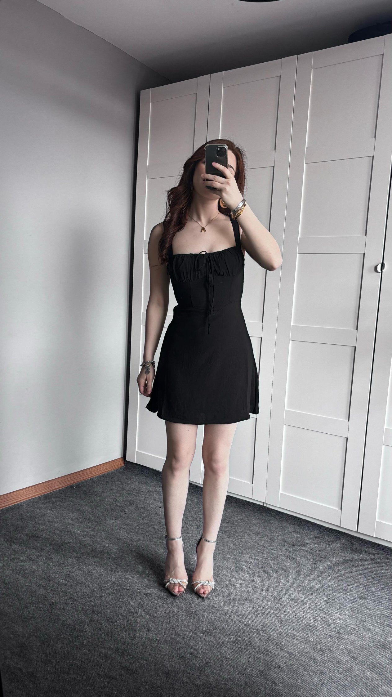 Mini Çıtır Siyah Sade Elbise