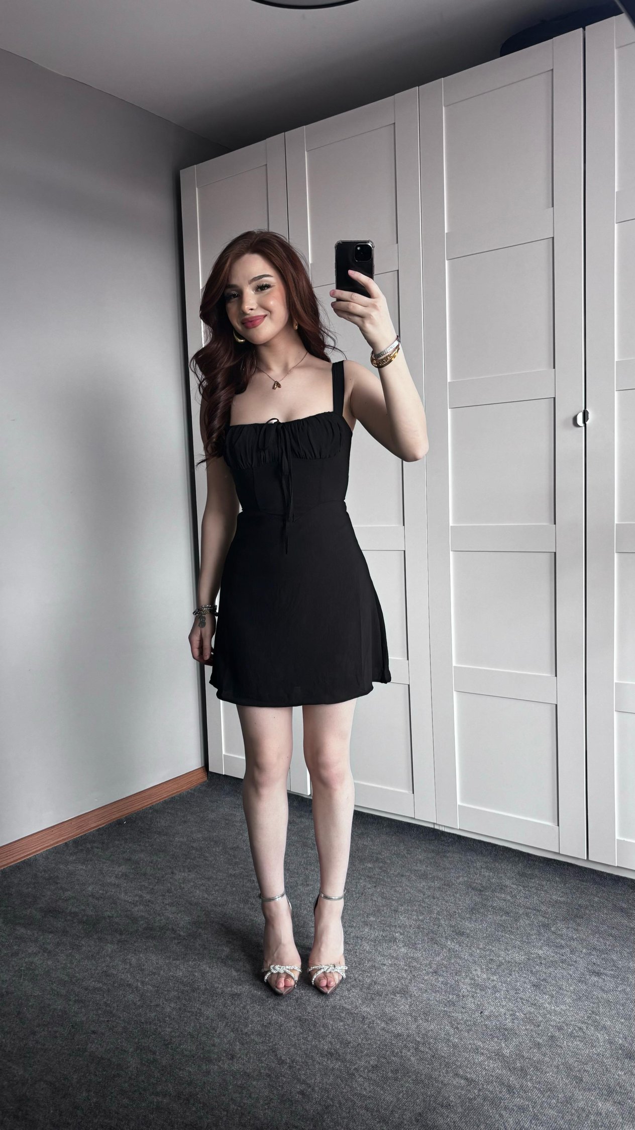 Mini Çıtır Siyah Sade Elbise