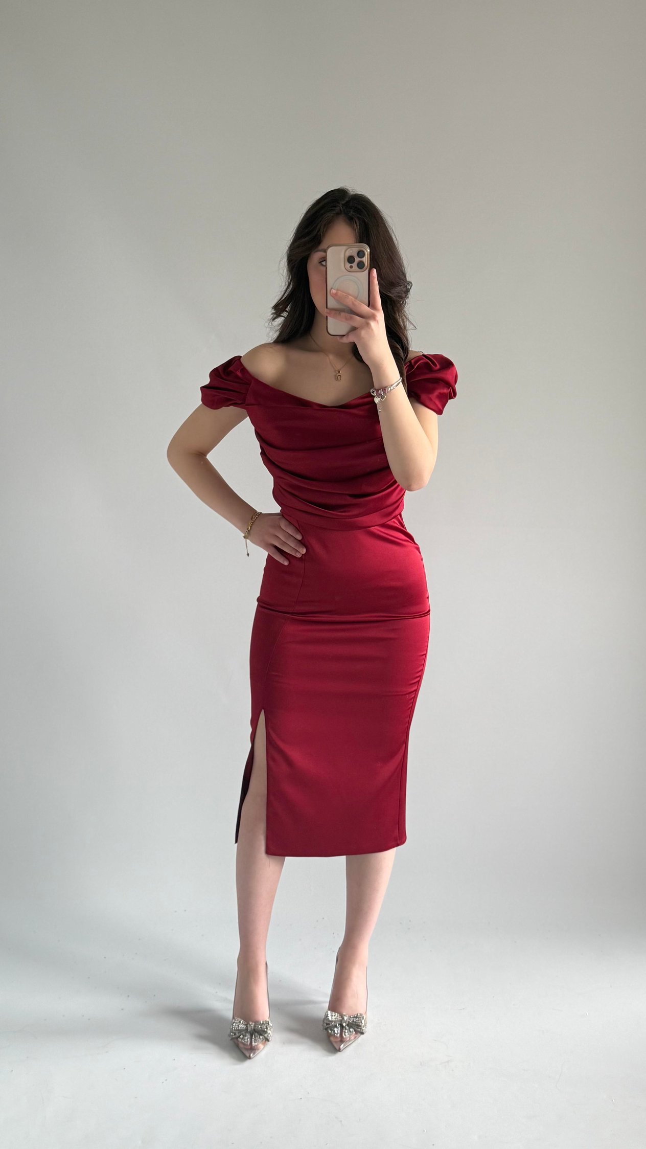 Pandora Midi Abiye Bordo