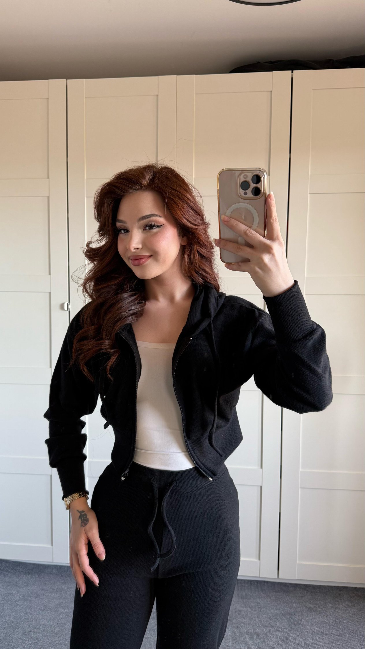 Ronessme Crop Hırka Takım Siyah