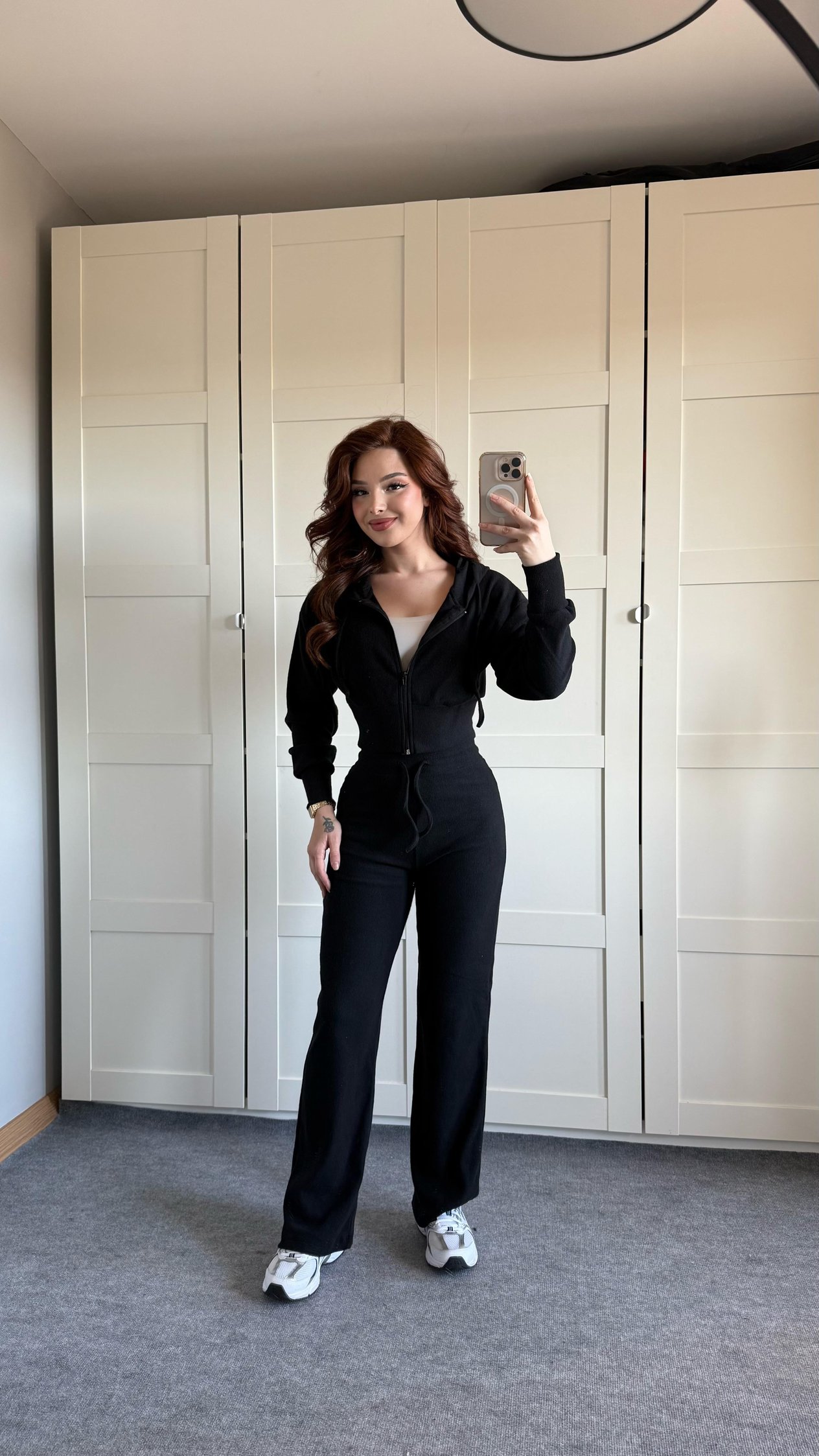 Ronessme Crop Hırka Takım Siyah
