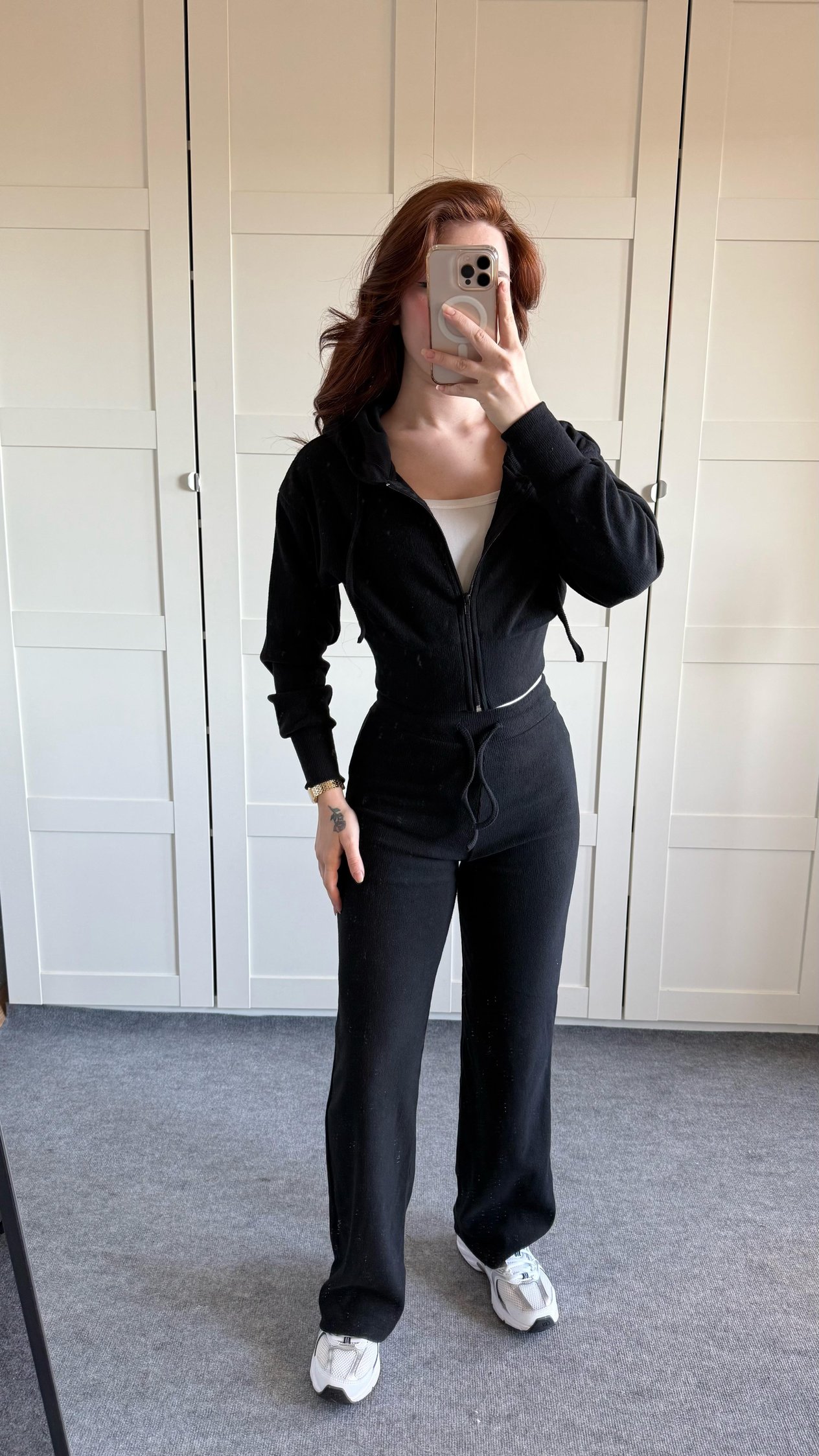 Ronessme Crop Hırka Takım Siyah