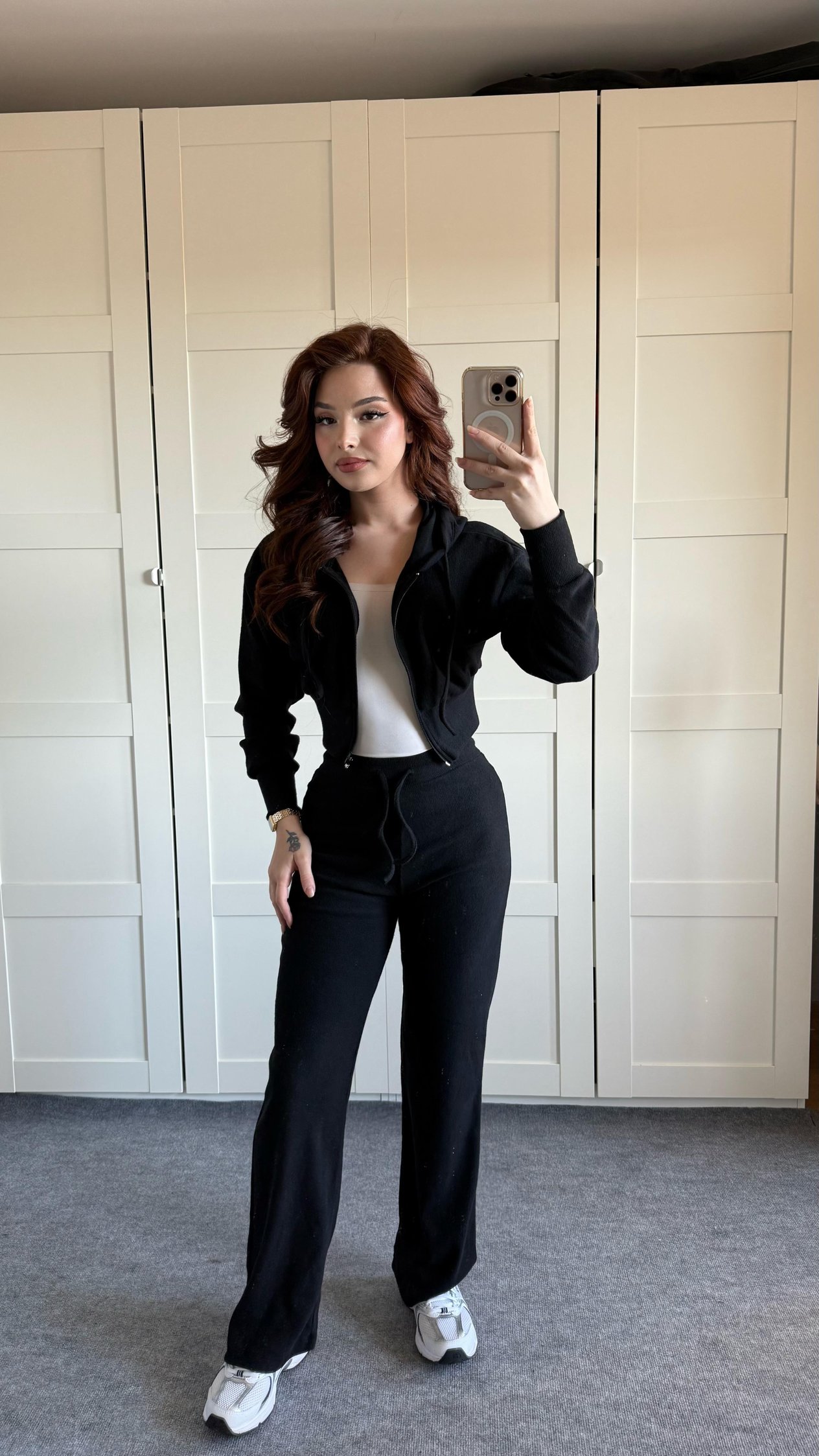 Ronessme Crop Hırka Takım Siyah