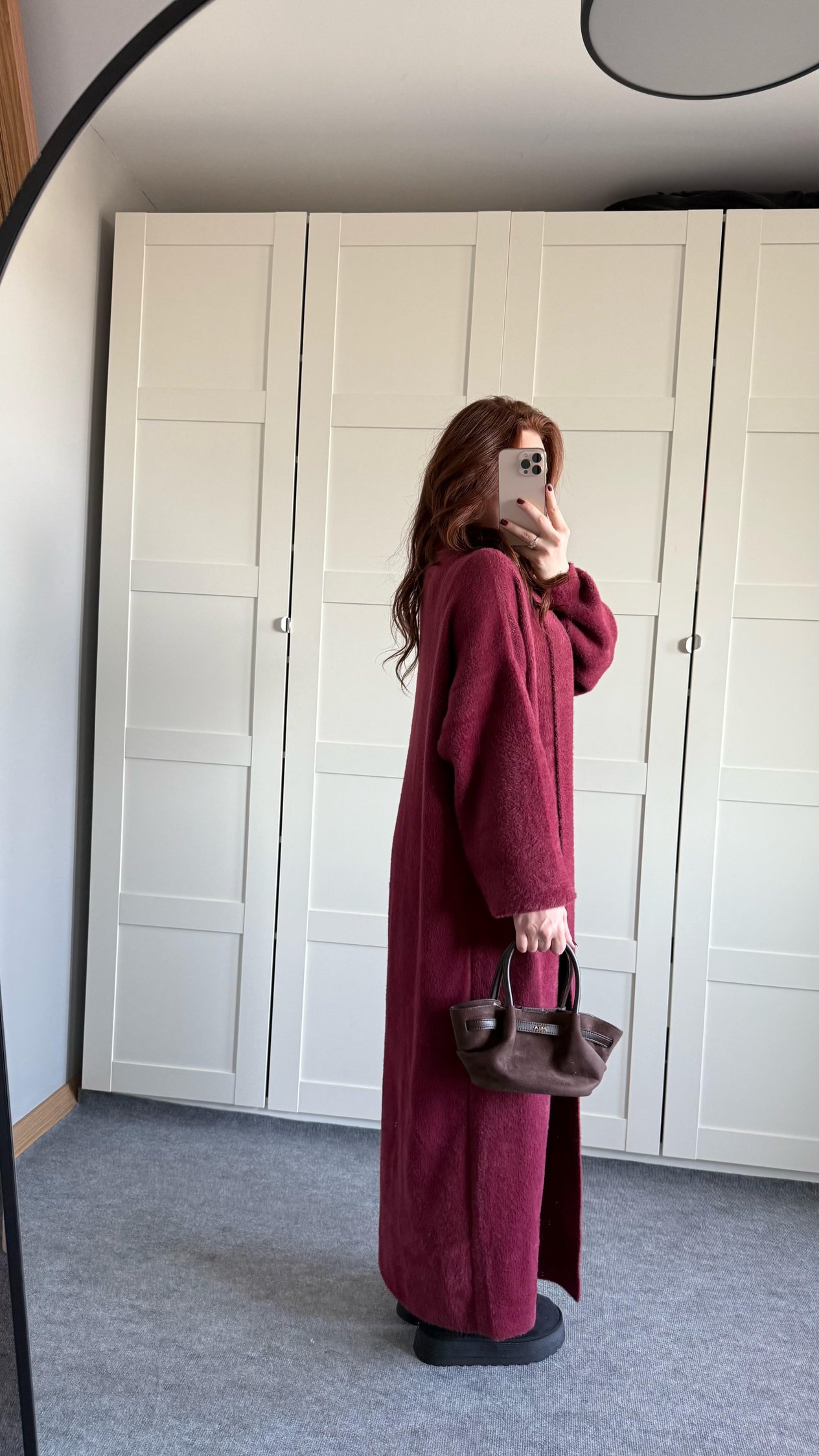 Sakallı Yumuşak Maxi Hırka Bordo