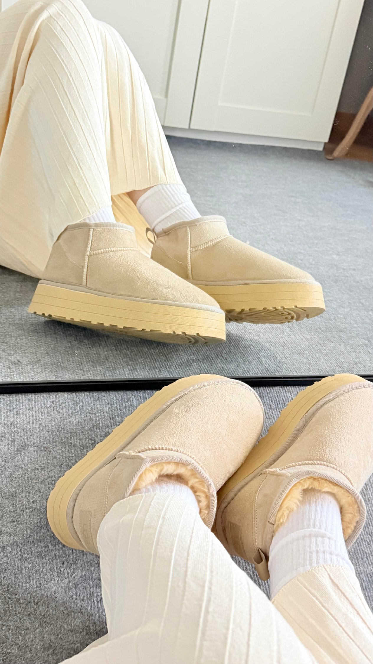 Ugg Bot Uzun Kürklü Bej 