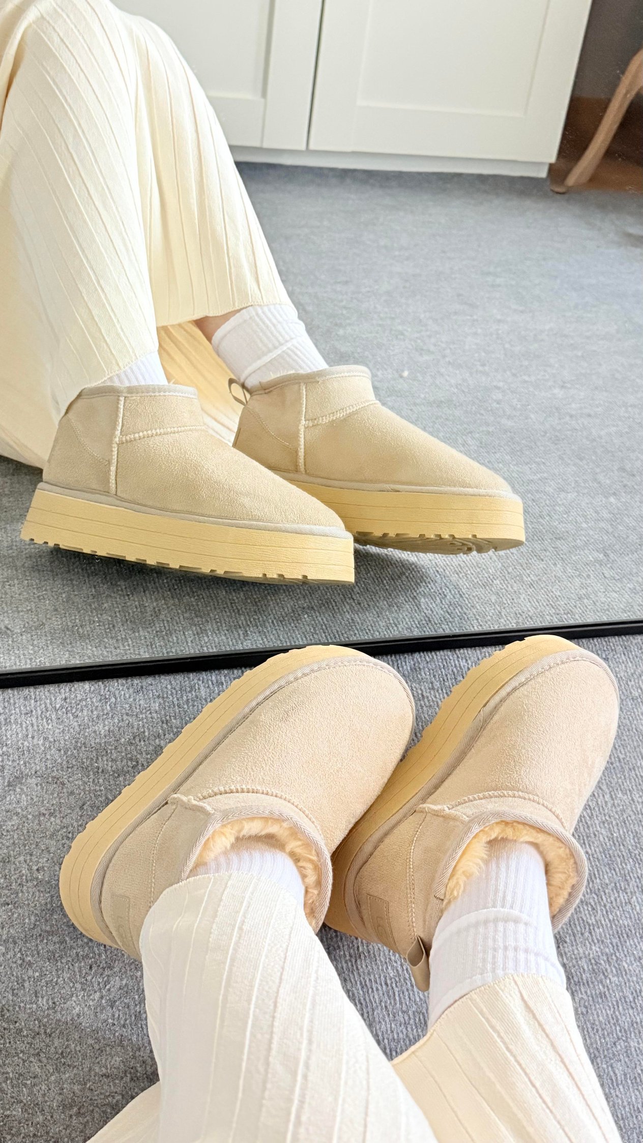 Ugg Bot Uzun Kürklü Bej 