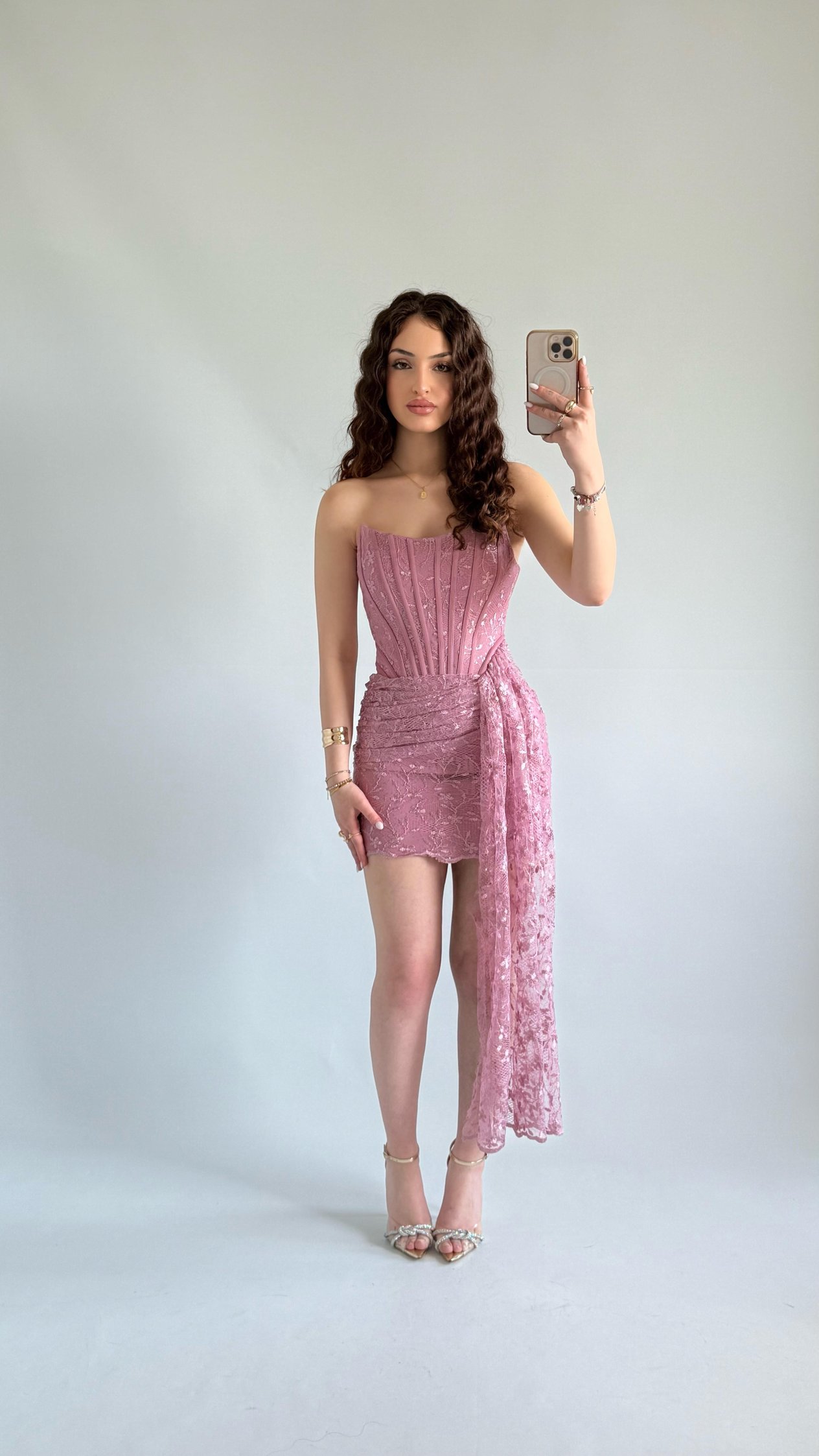 Victoria Dantel Mini Abiye Gül Kurusu
