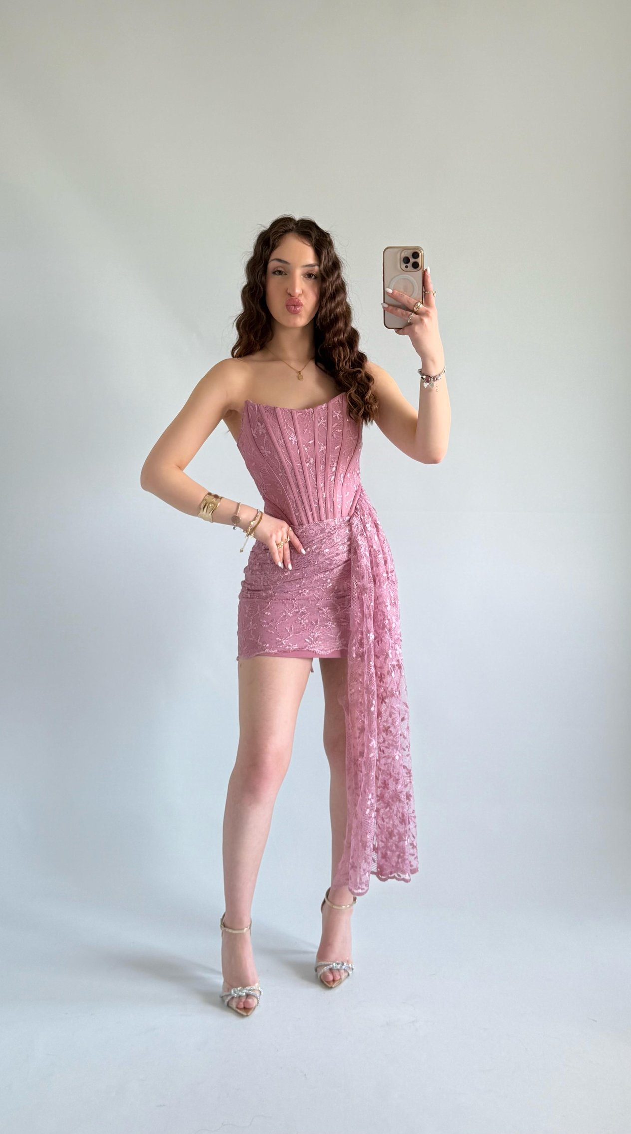 Victoria Dantel Mini Abiye Gül Kurusu