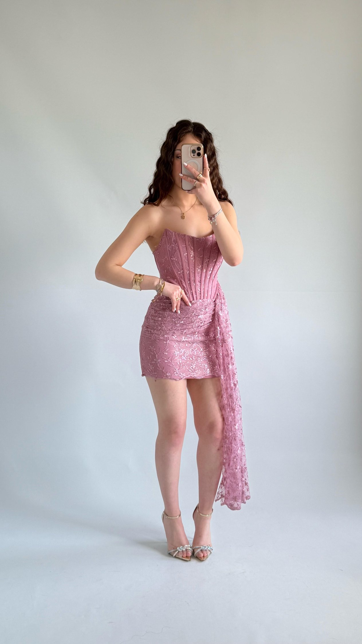 Victoria Dantel Mini Abiye Gül Kurusu