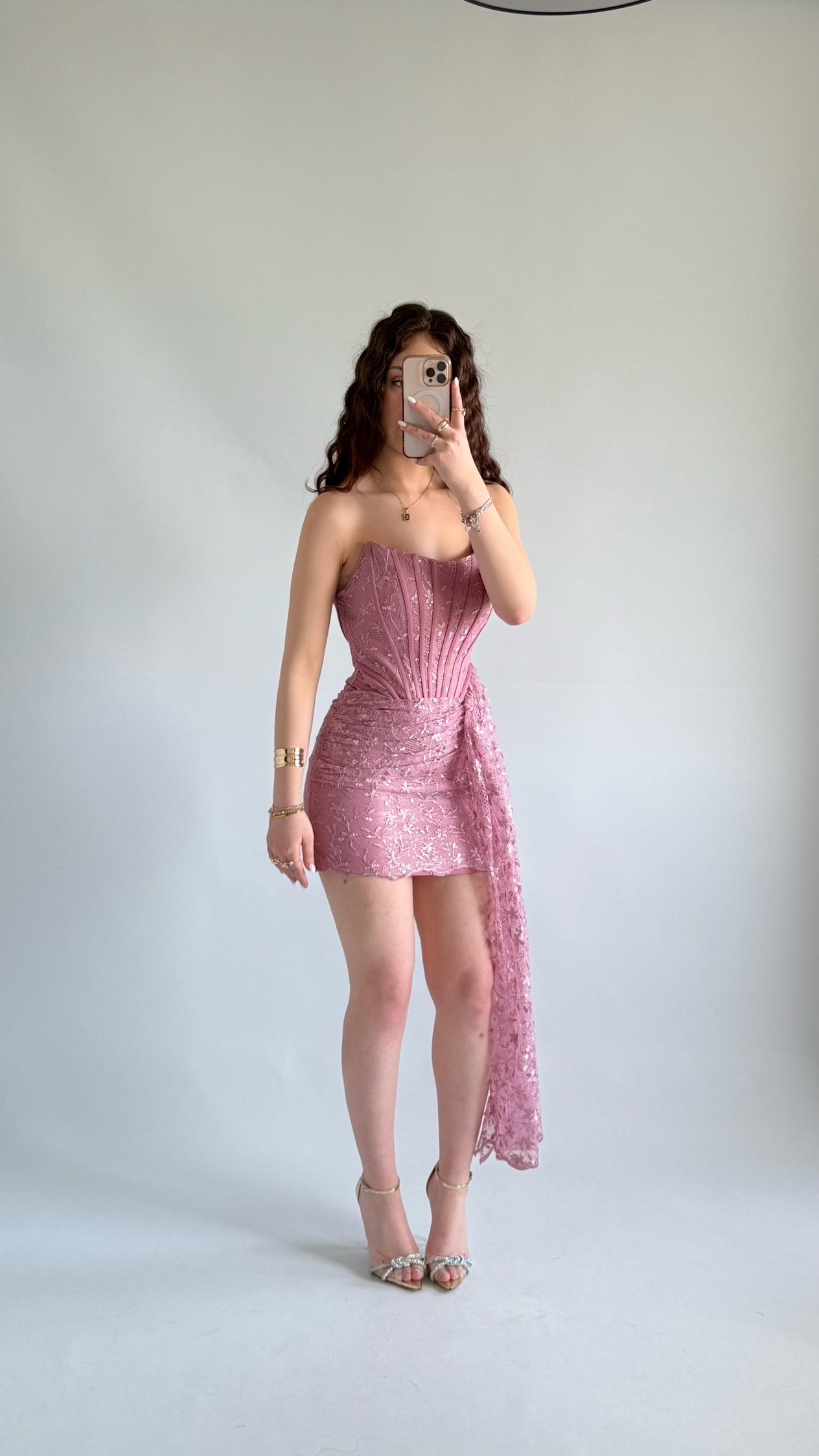 Victoria Dantel Mini Abiye Gül Kurusu