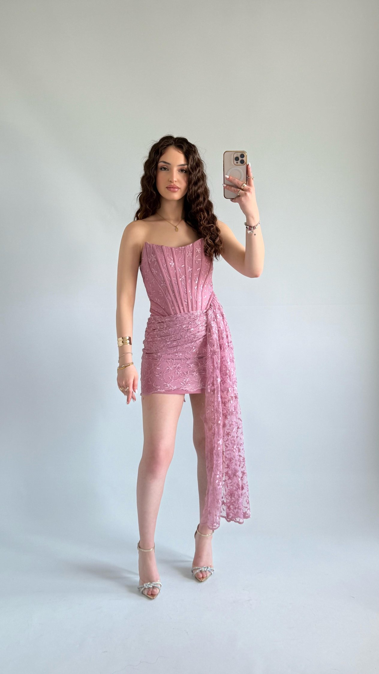 Victoria Dantel Mini Abiye Gül Kurusu