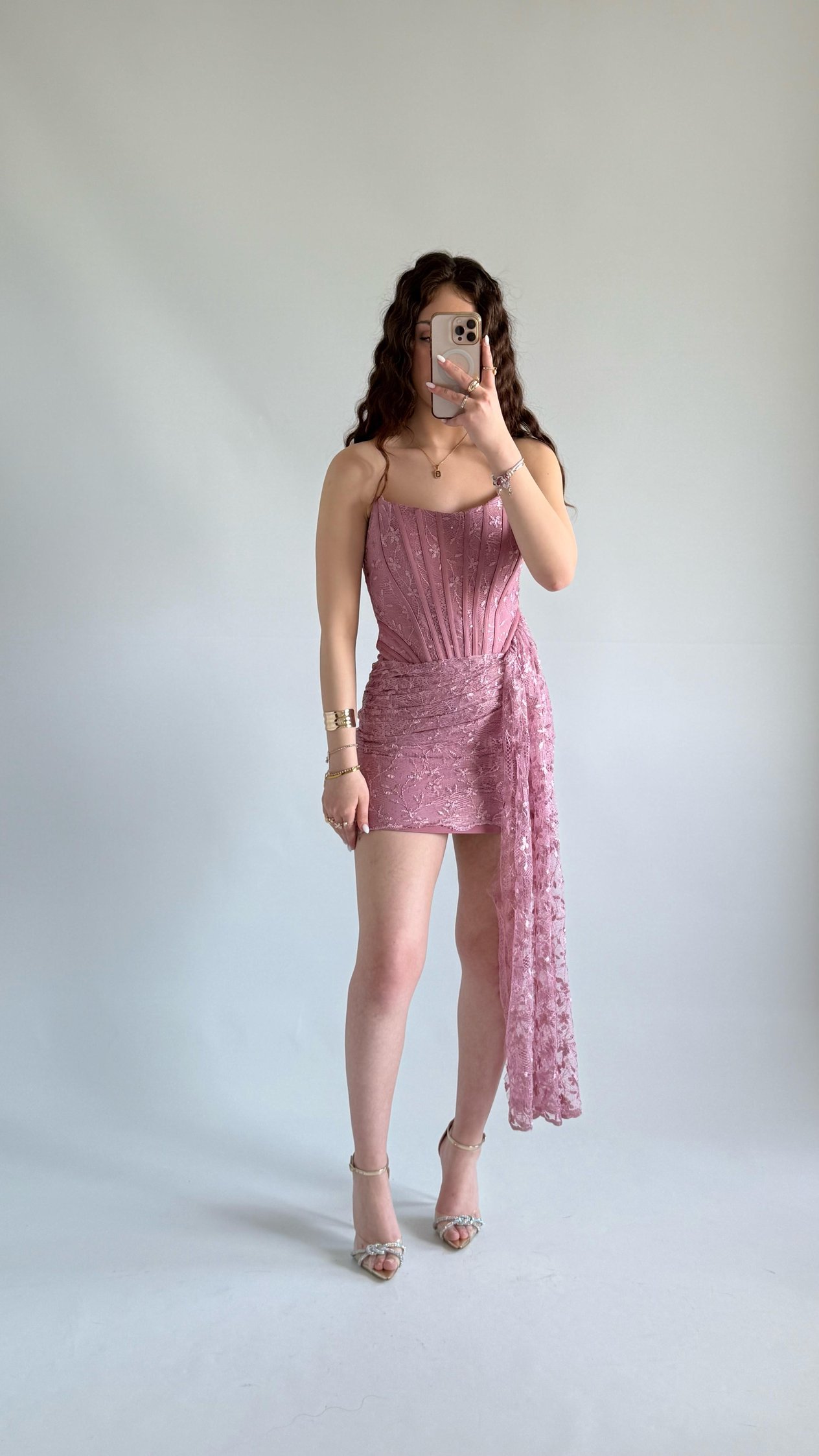 Victoria Dantel Mini Abiye Gül Kurusu