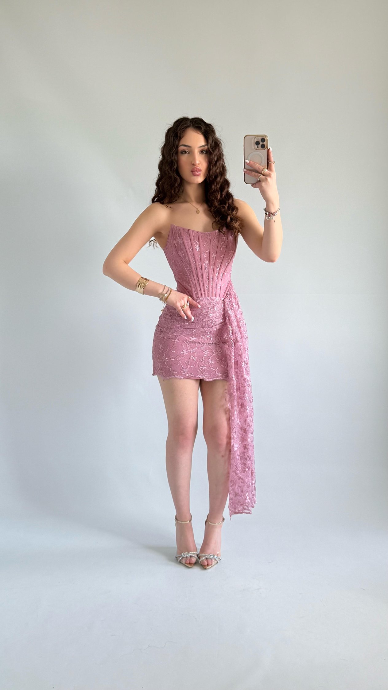 Victoria Dantel Mini Abiye Gül Kurusu