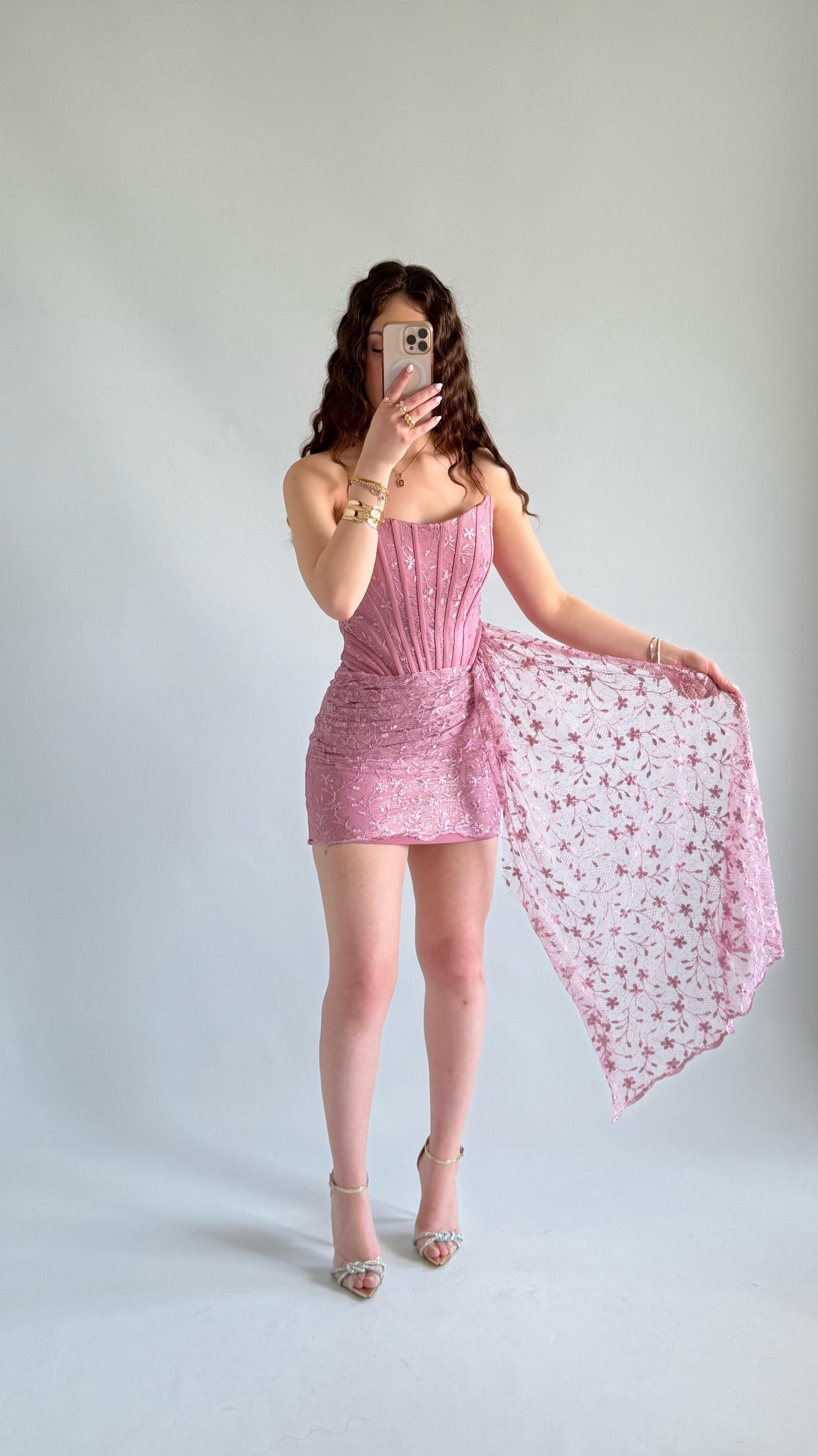 Victoria Dantel Mini Abiye Gül Kurusu