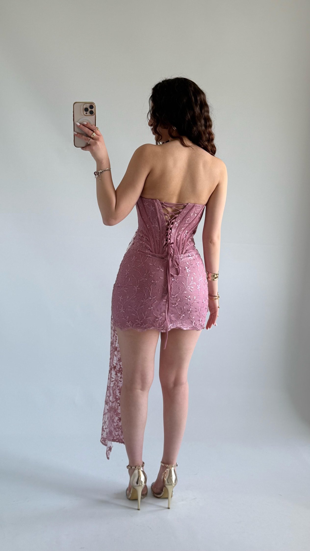 Victoria Dantel Mini Abiye Gül Kurusu